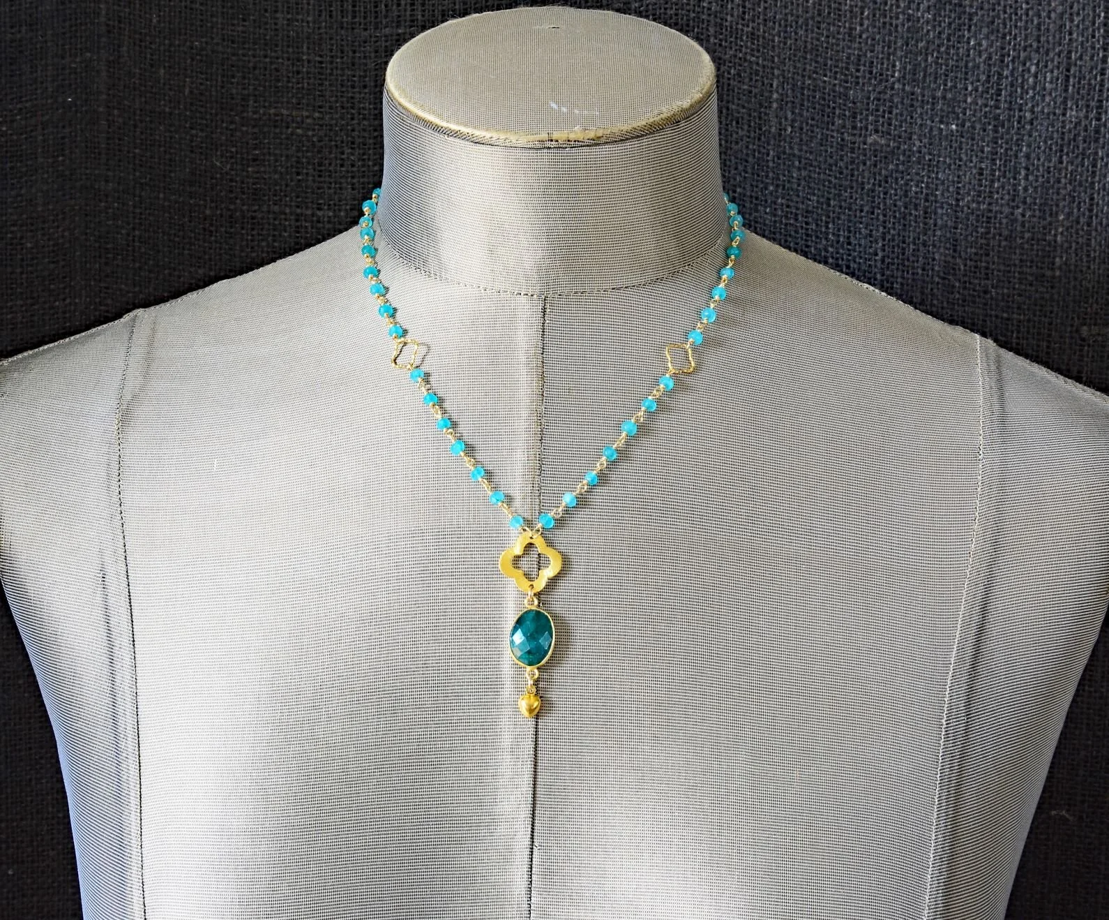 Faceted Apatite with Green Jade in Gold Necklace-M1.jpg
