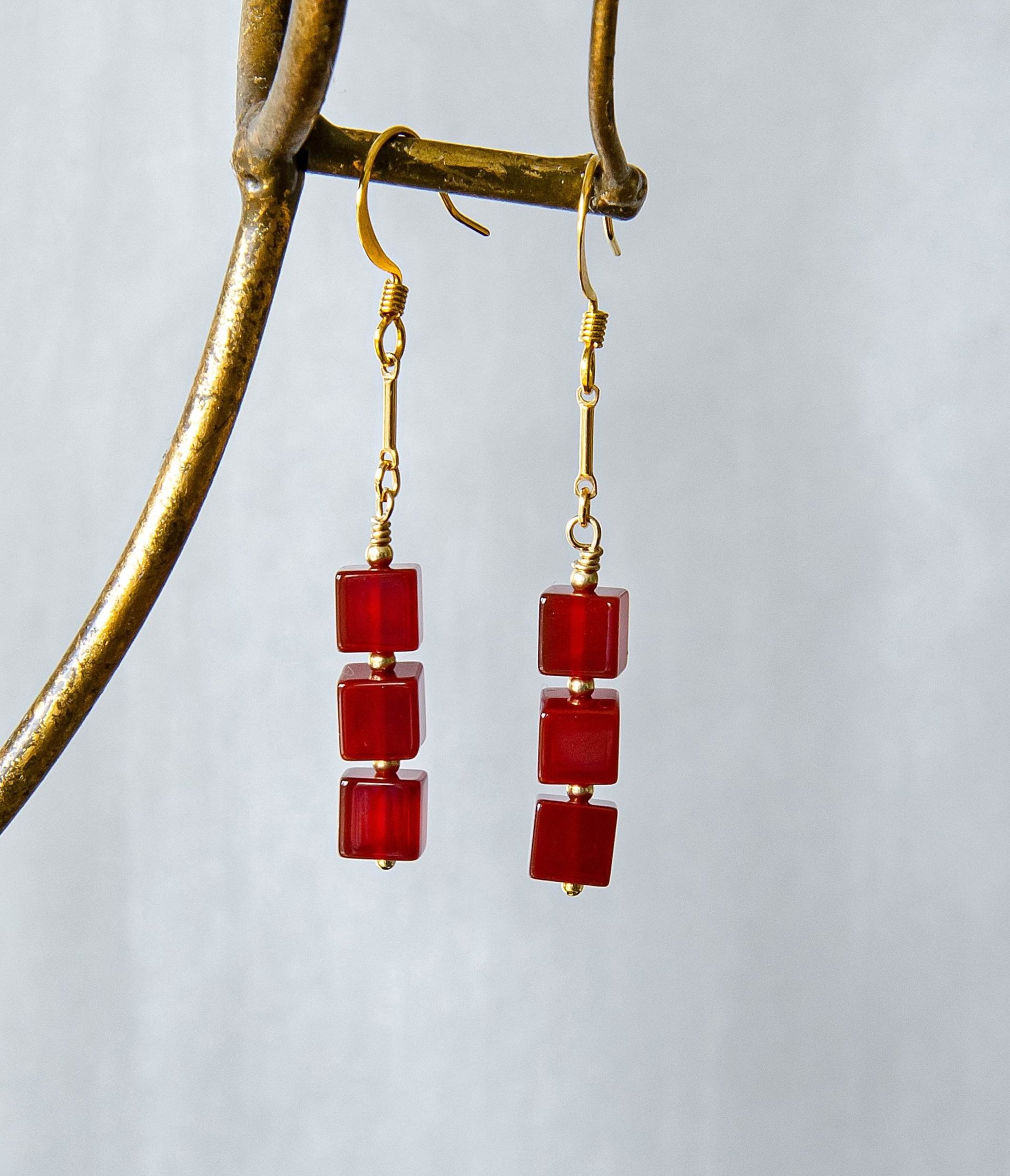 Carnelian Cubes Earrings