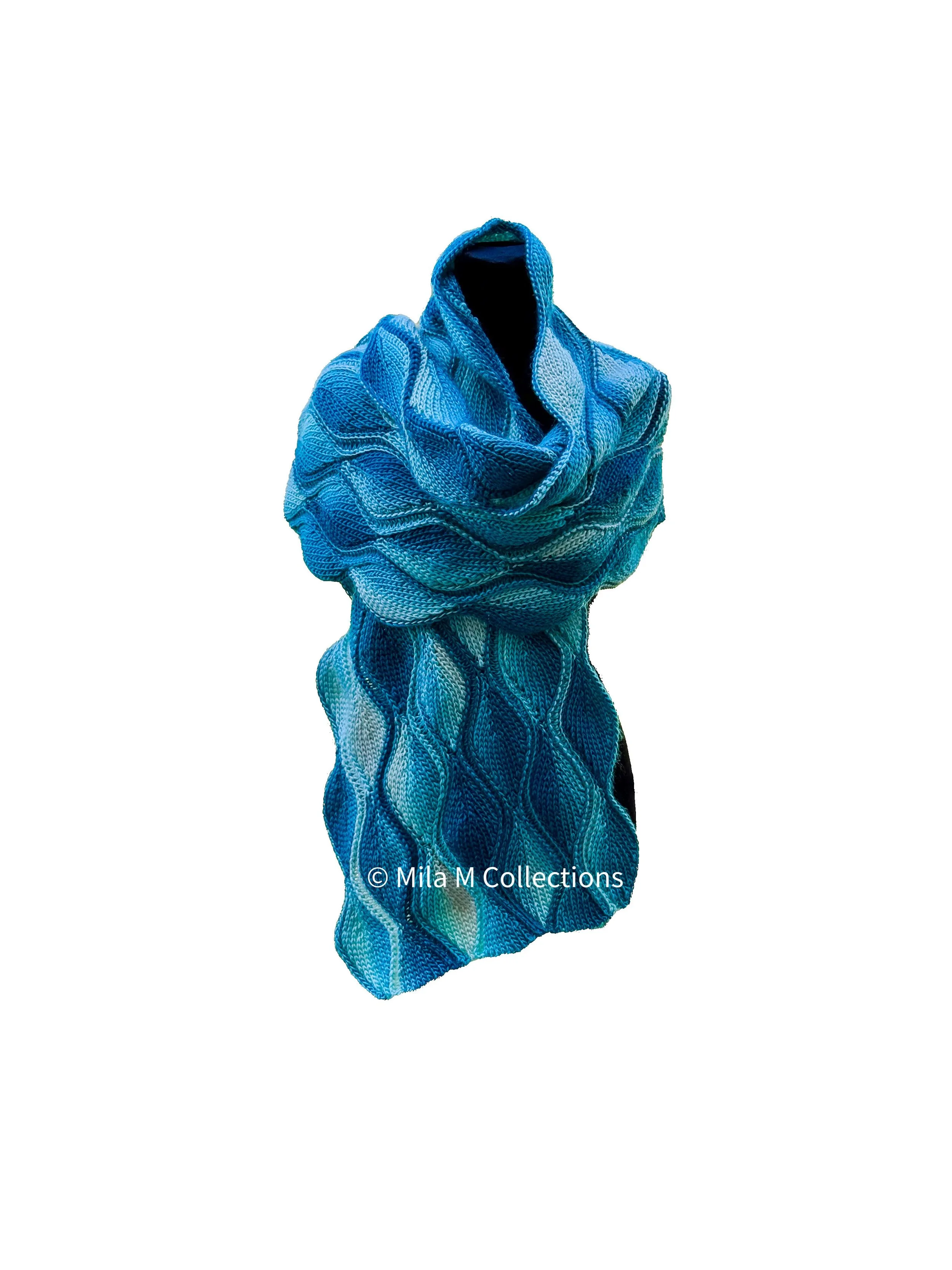 Turquoise Waves Crochet Shawl by Mila M Collections