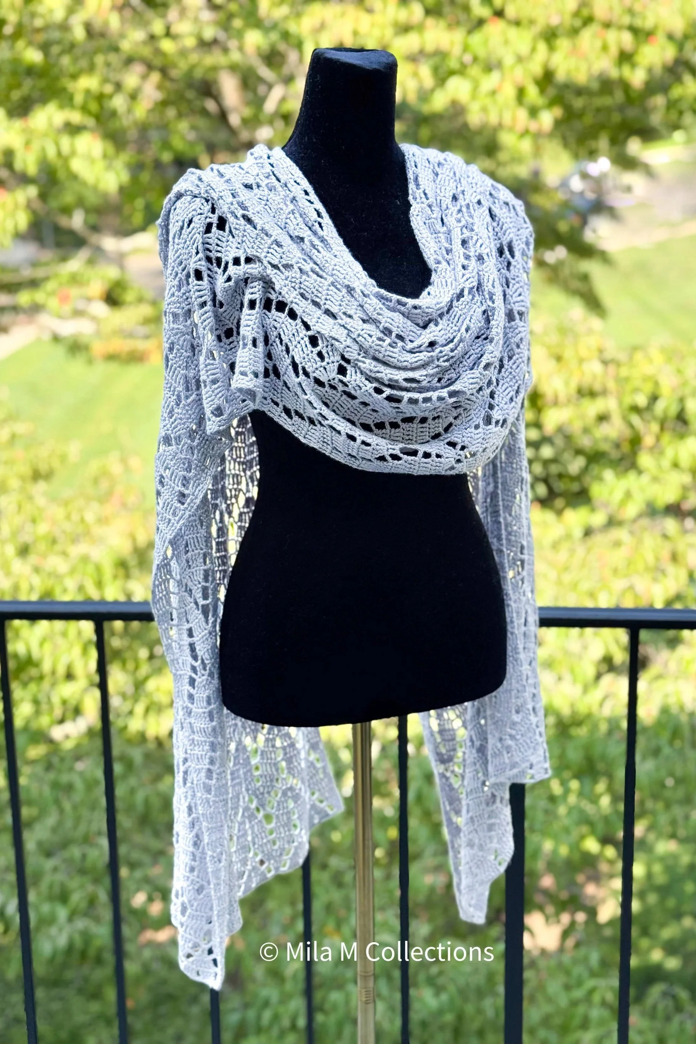 Silver Lace Shawl by Mila M Collections