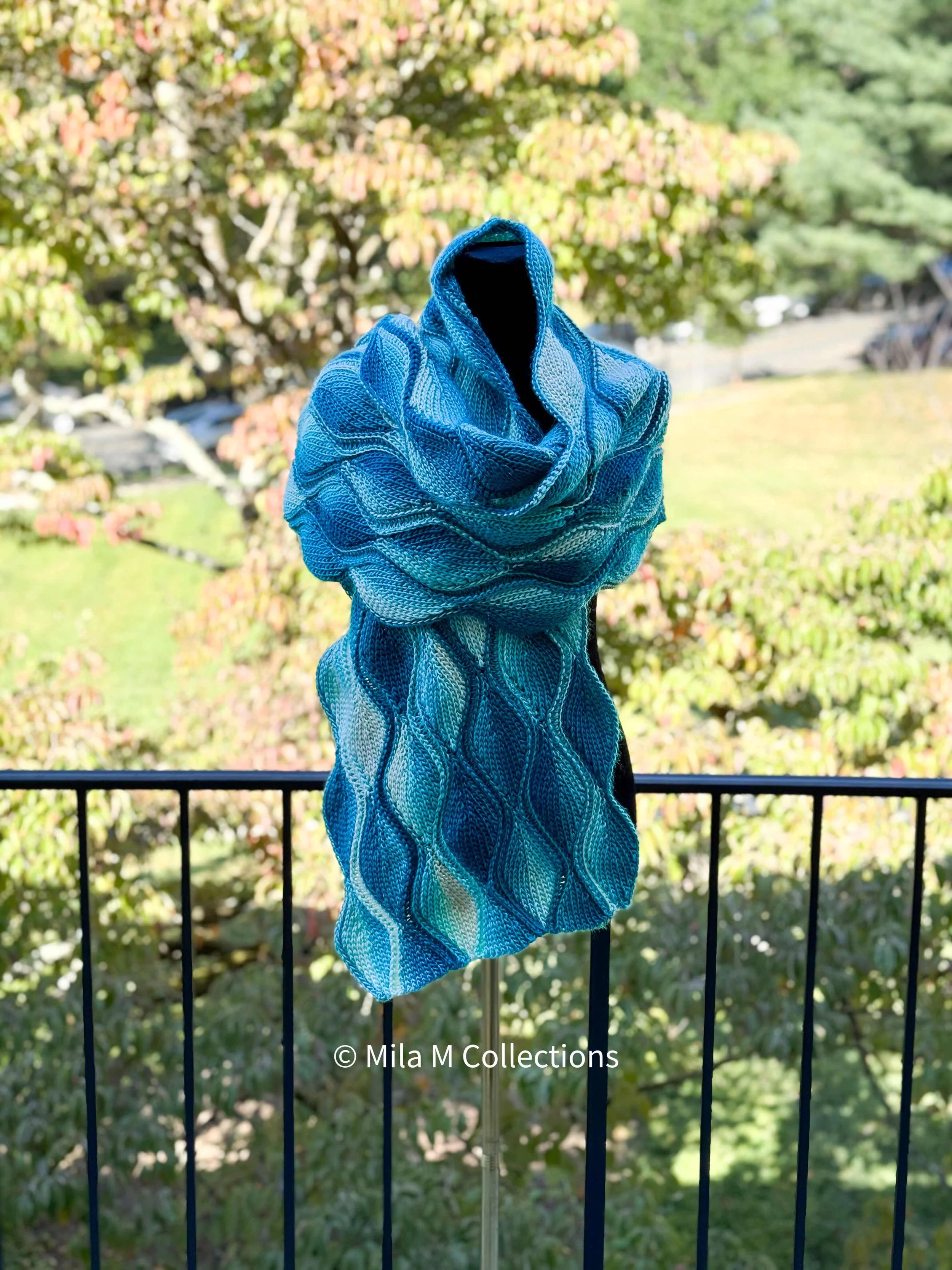 Turquoise Waves Crochet Shawl by Mila M Collections