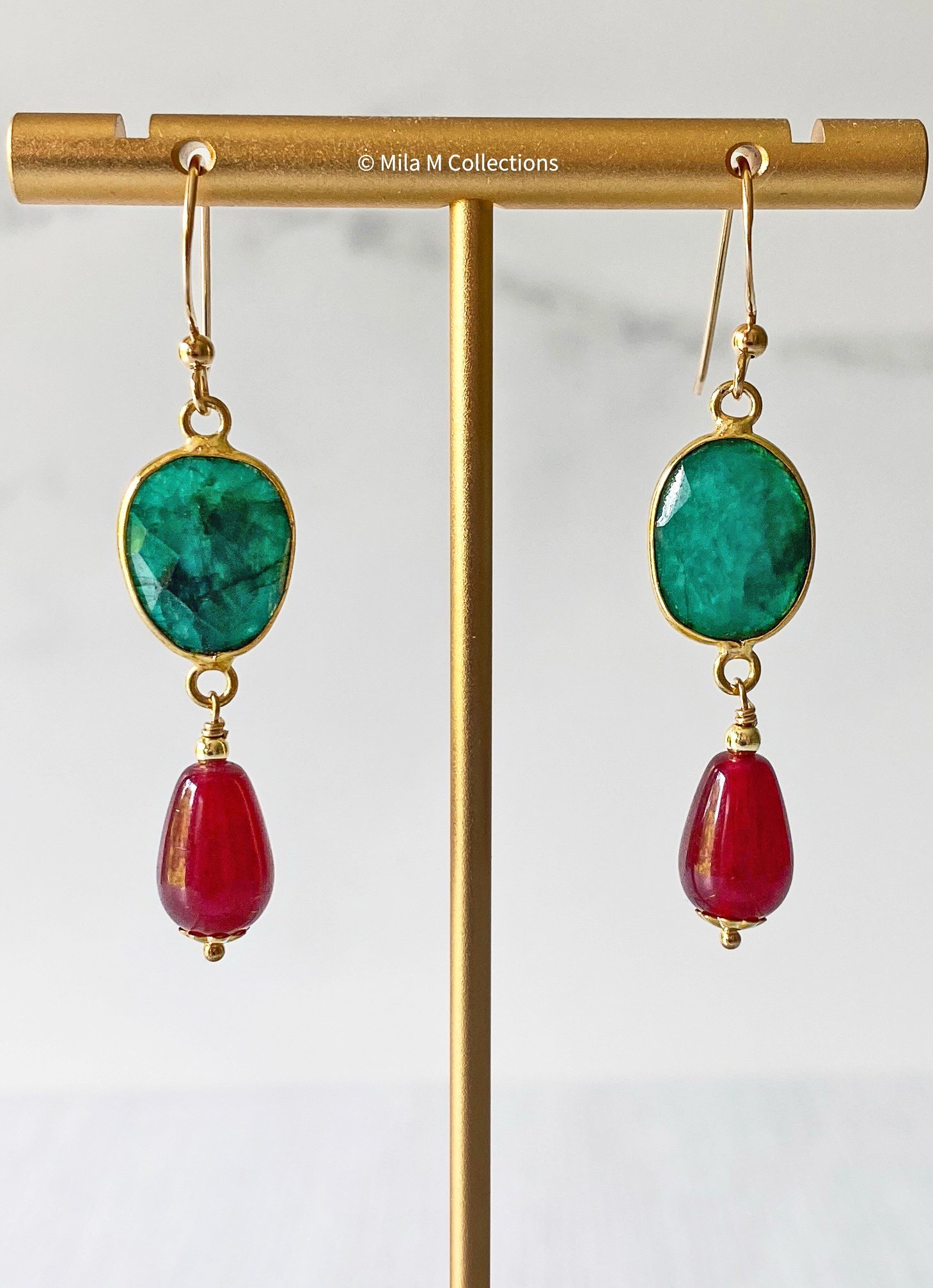 Green Jade in Vermeil Earrings