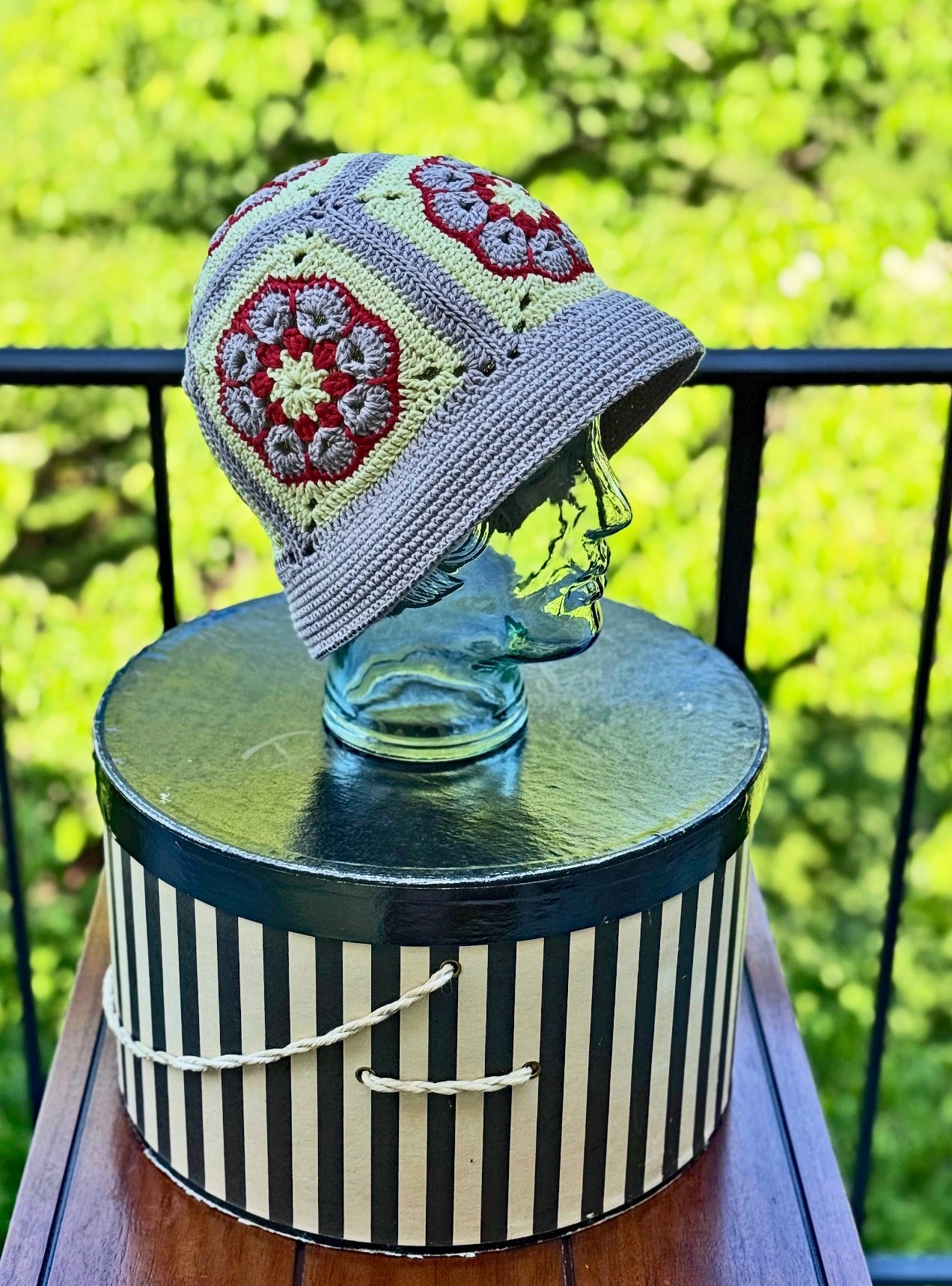 Red and Brown Flower Crochet Hat by Mila M Collections
