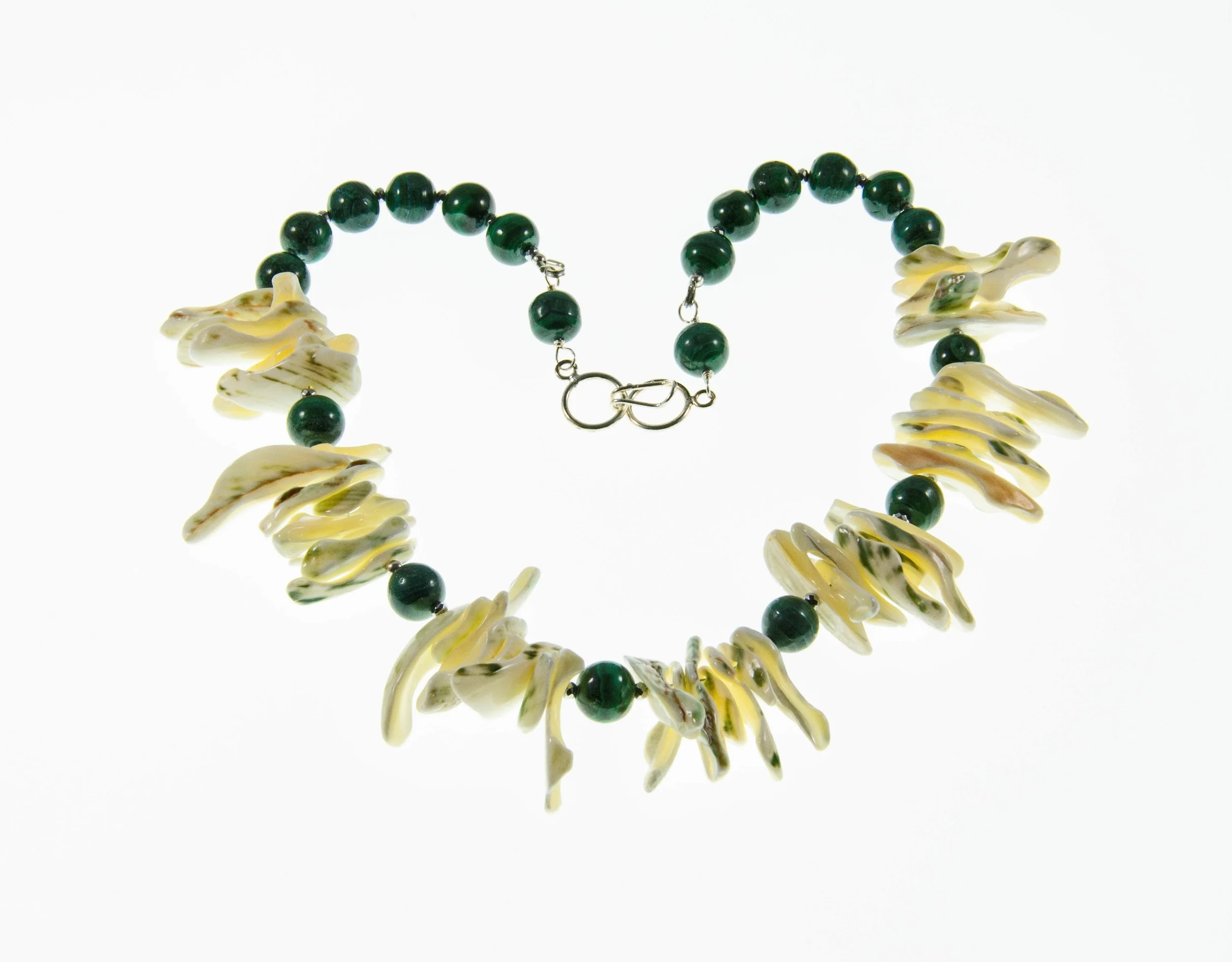 Malachite and Green Shell Necklace by Mila M Collections
