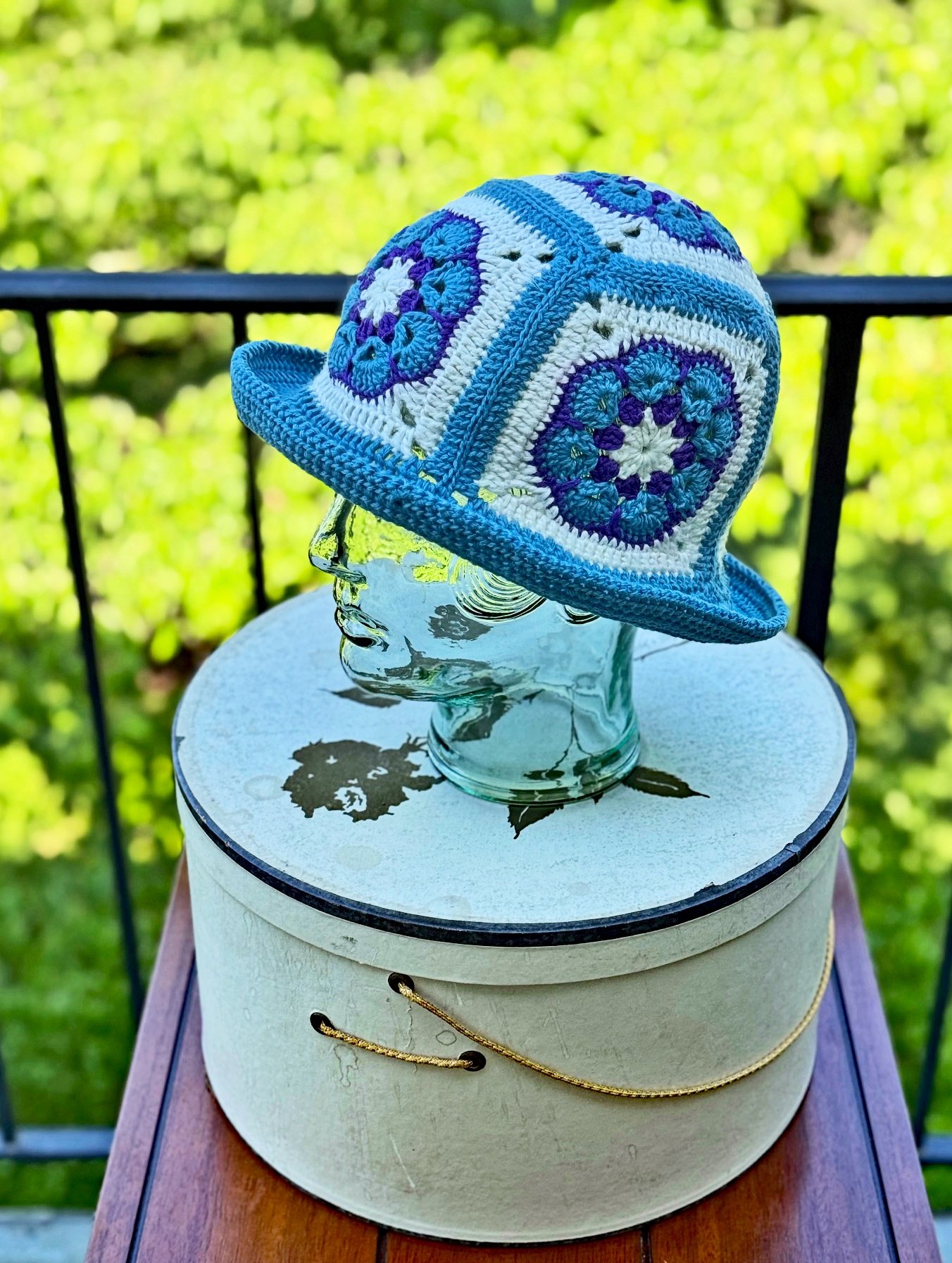 Blue Flower Crochet Hat by Mila M Collections