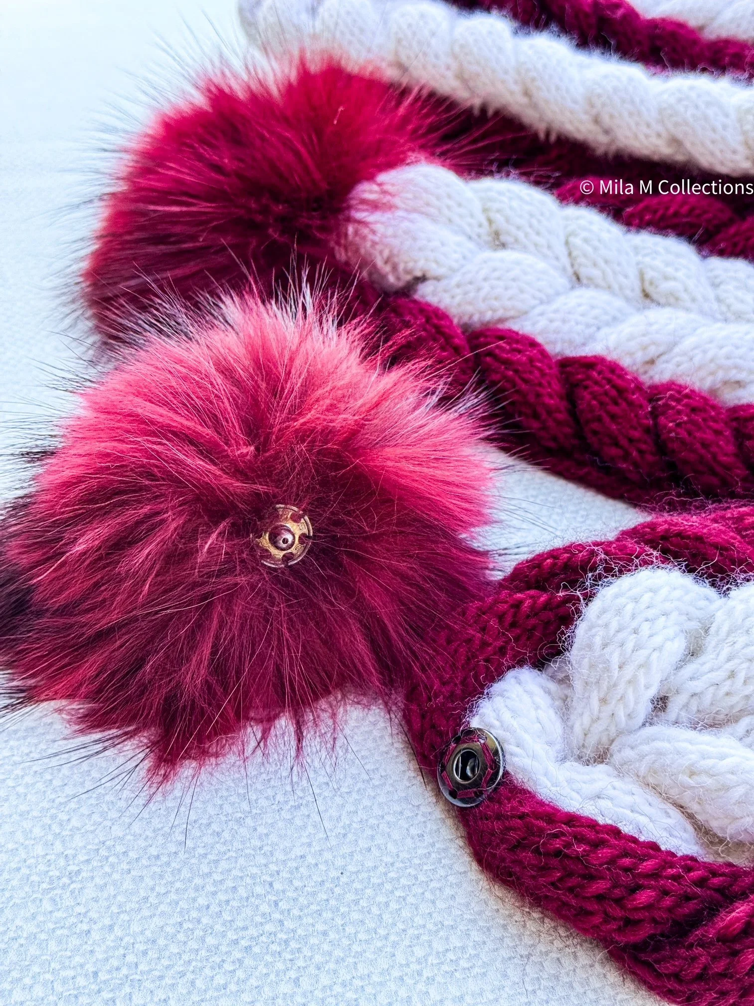 Burgundy and Cream Braids Knitted Scarf by Mila M Collections.jpg