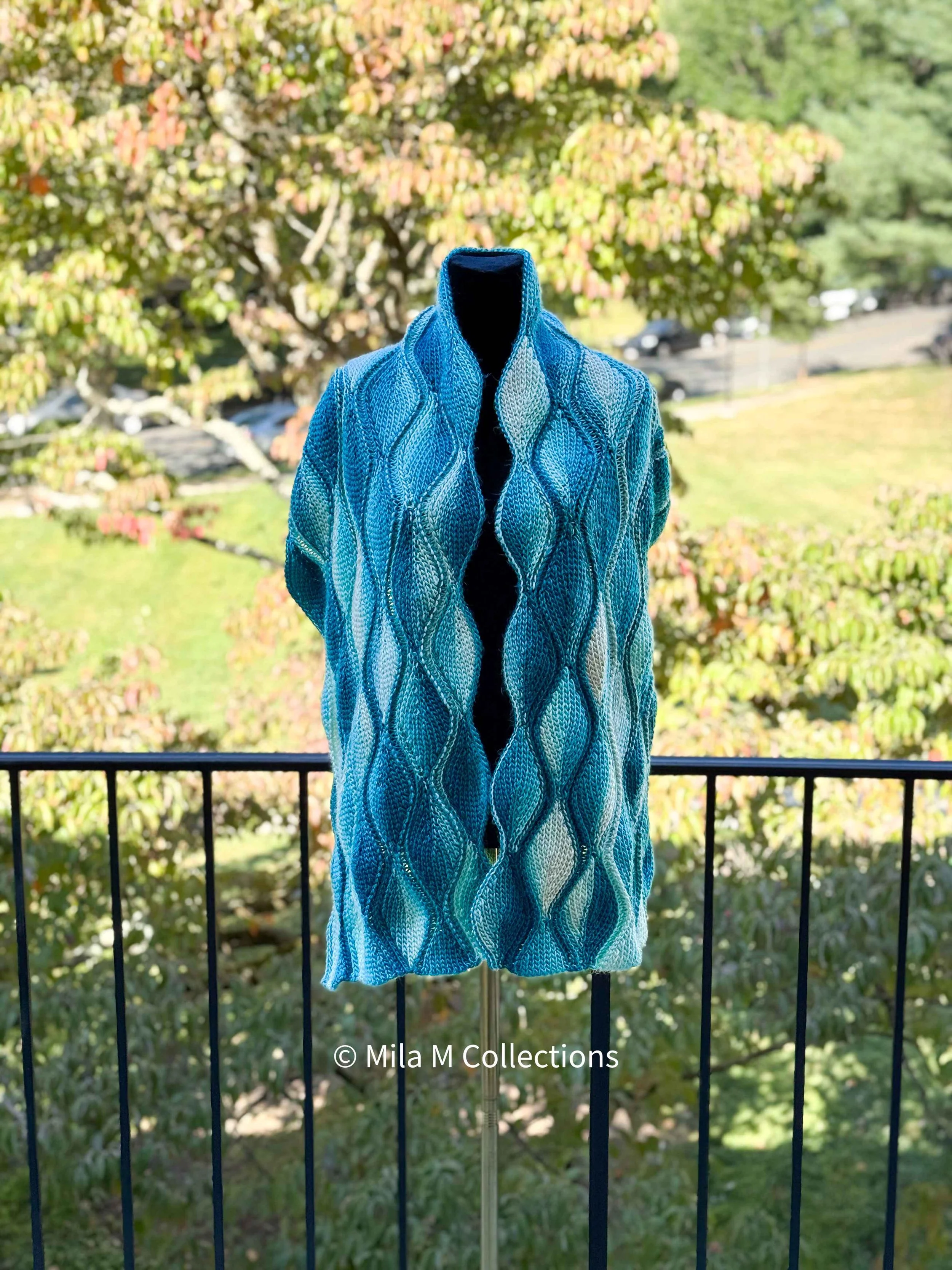 Turquoise Waves Crochet Shawl by Mila M Collections