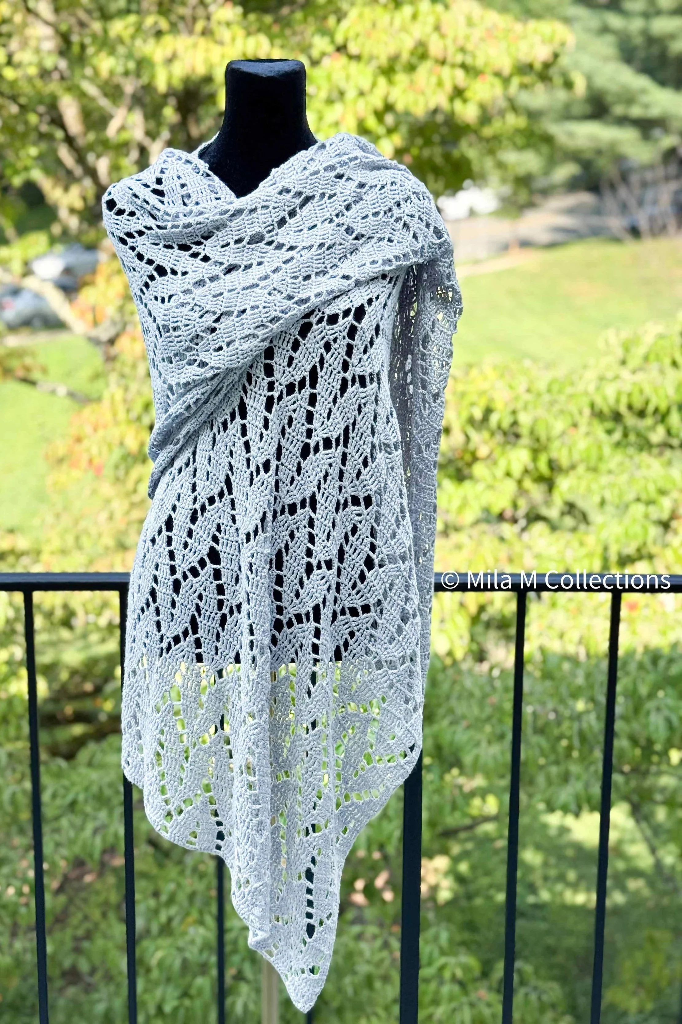 Silver Lace Shawl by Mila M Collections