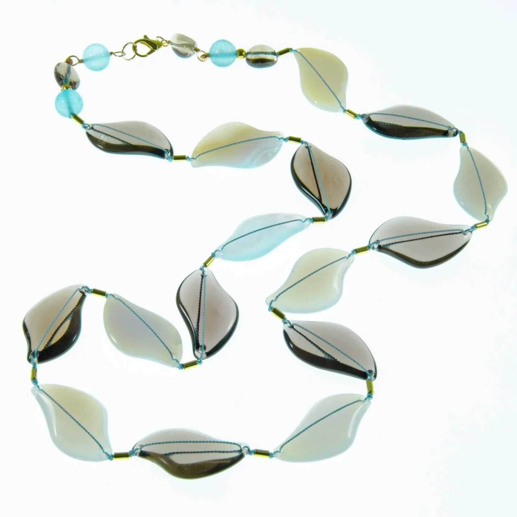 Smoky Quartz with Blue Chalcedony Necklace by Mila M Collections