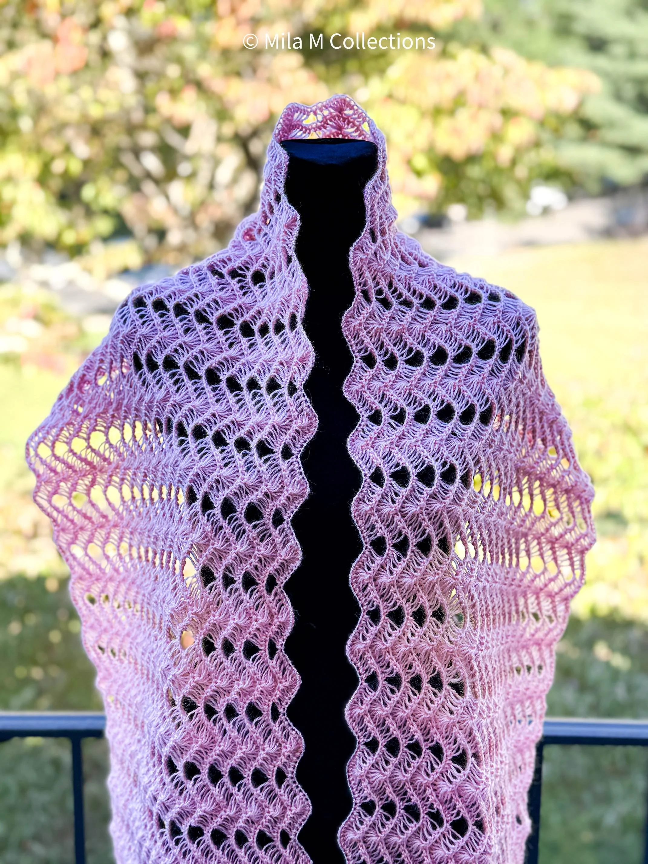 Pink Lace Crochet Shawl by Mila M Collections
