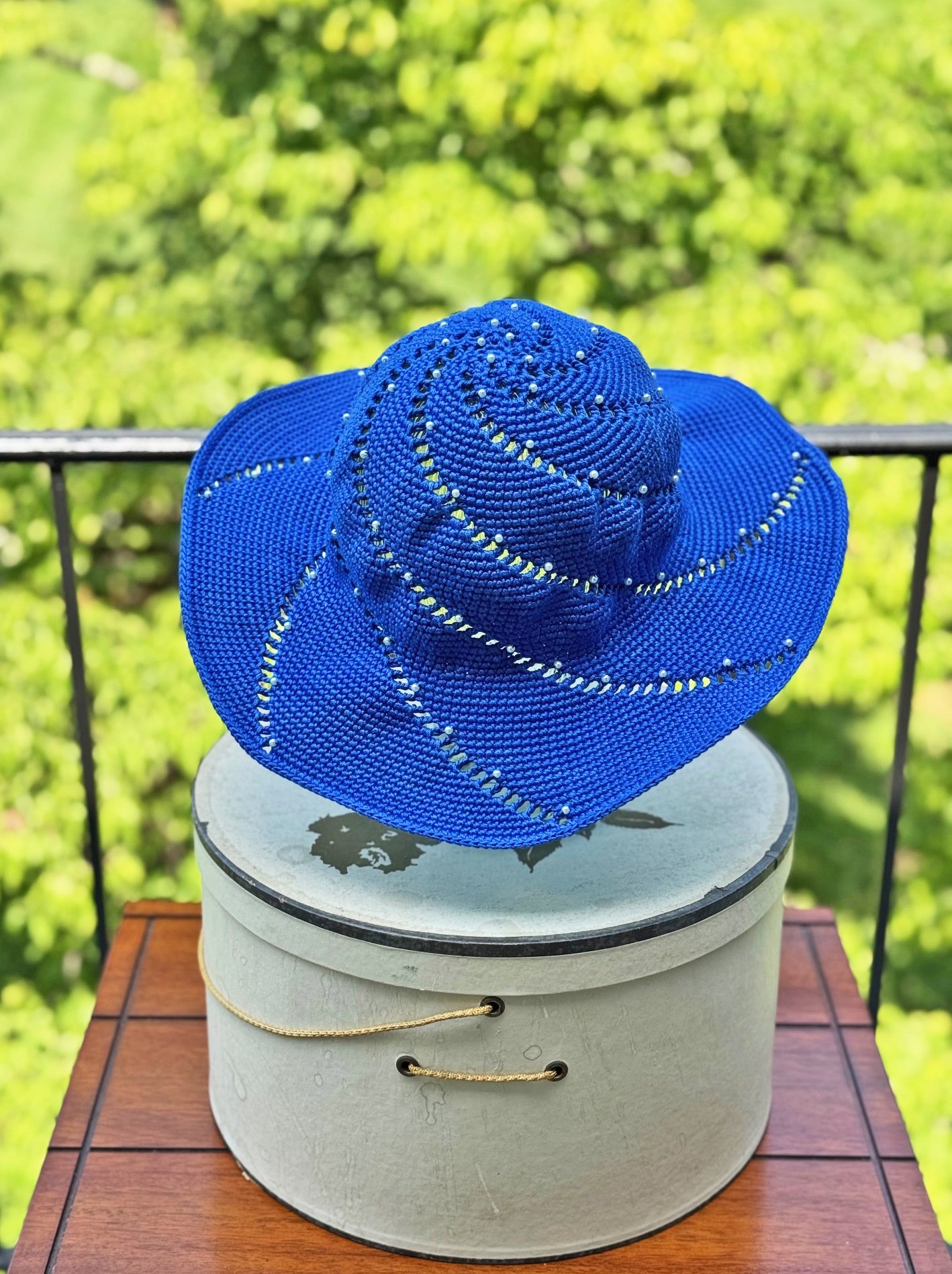 Blue Spiral Crochet Hat by Mila M Collections