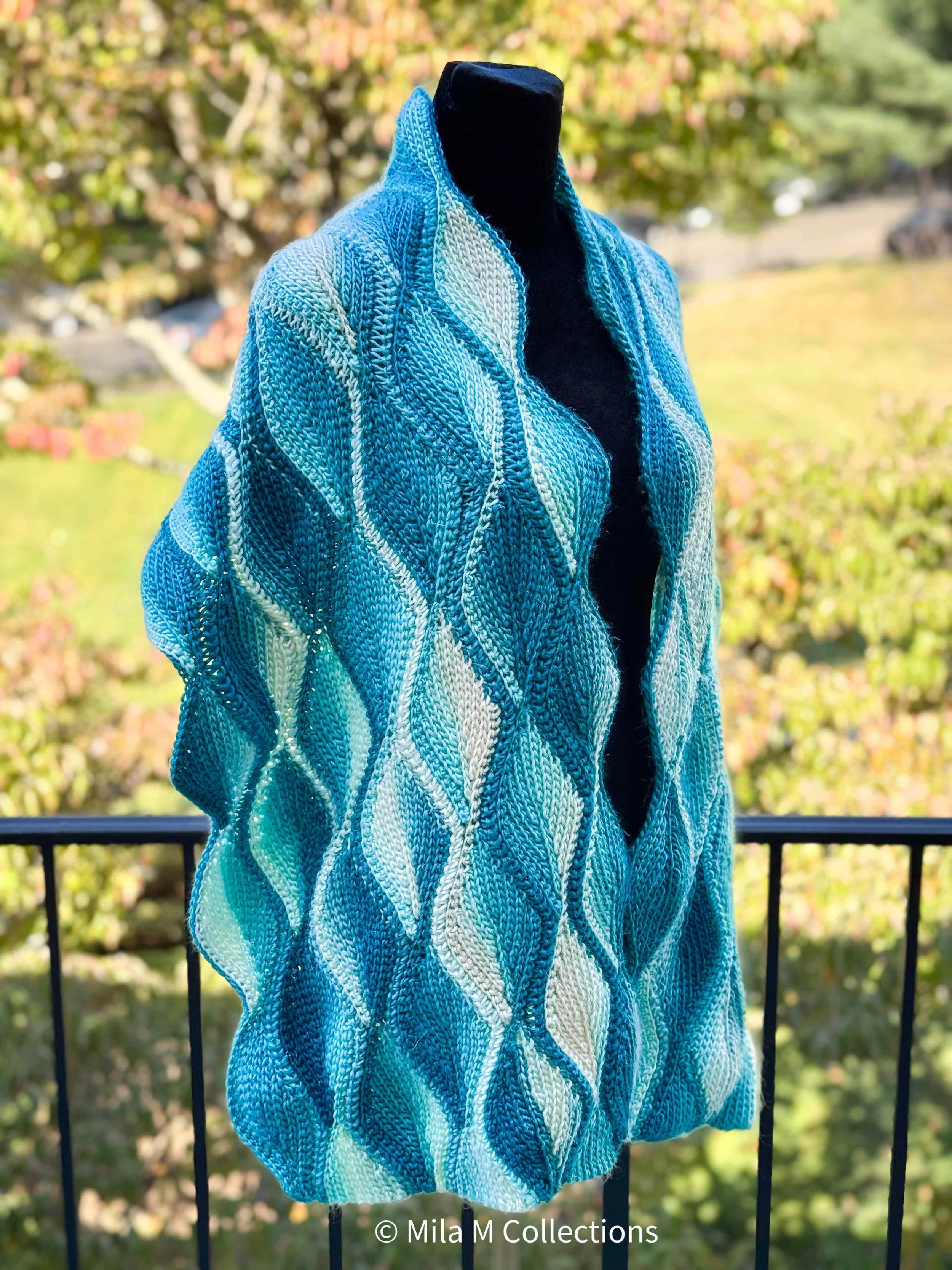 Turquoise Waves Crochet Shawl by Mila M Collections