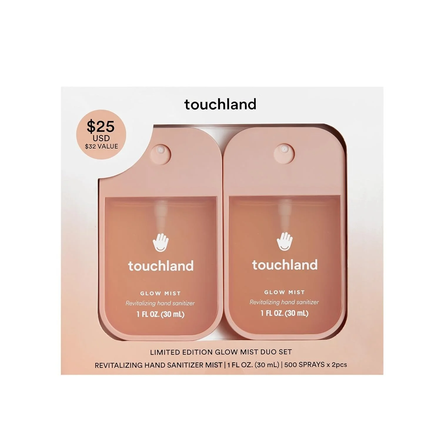Touchland Glow Mist Revitalizing Hand Sanitizer Spray, Rosewater scented