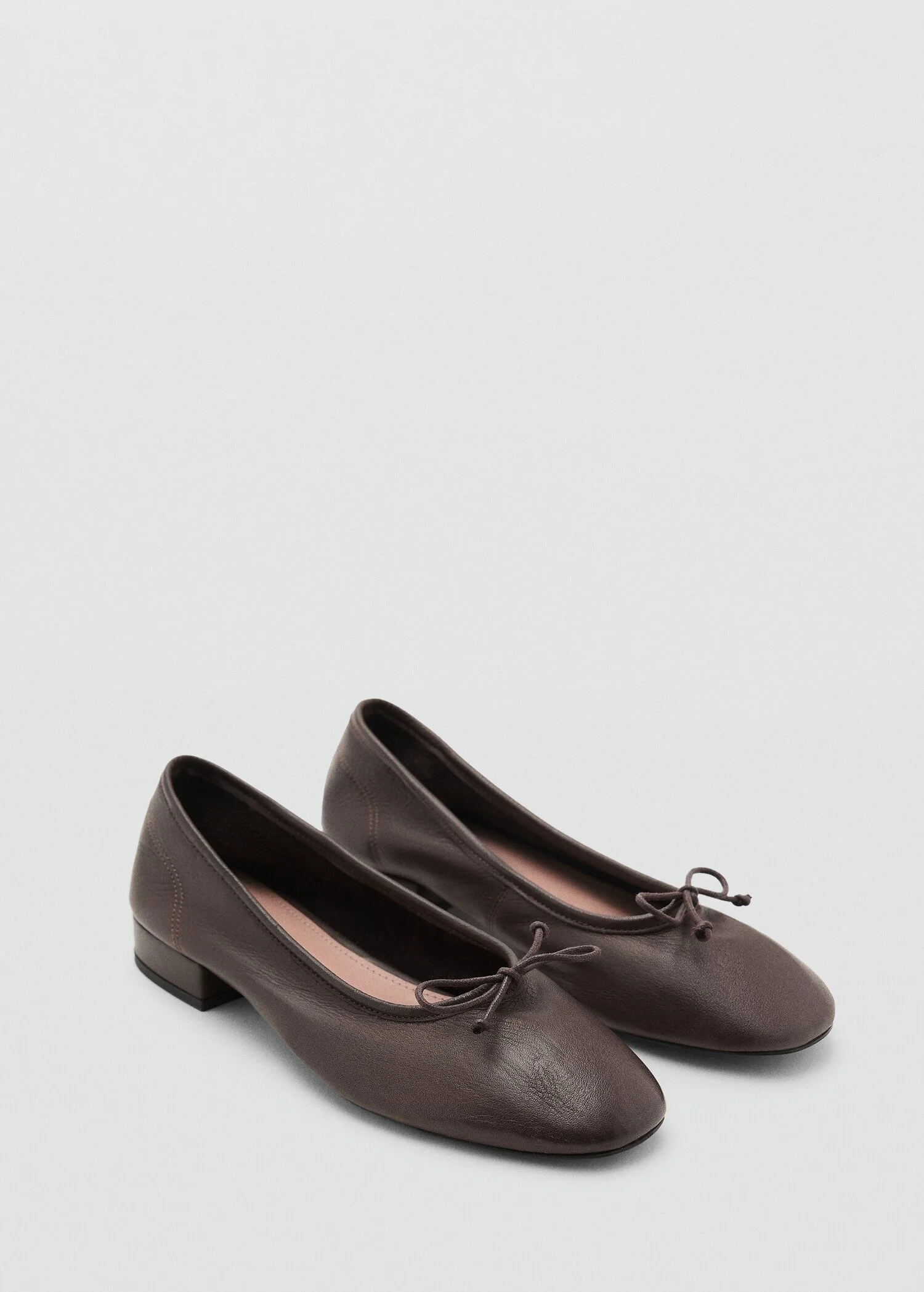 Mango Leather Ballet Flats with Bow