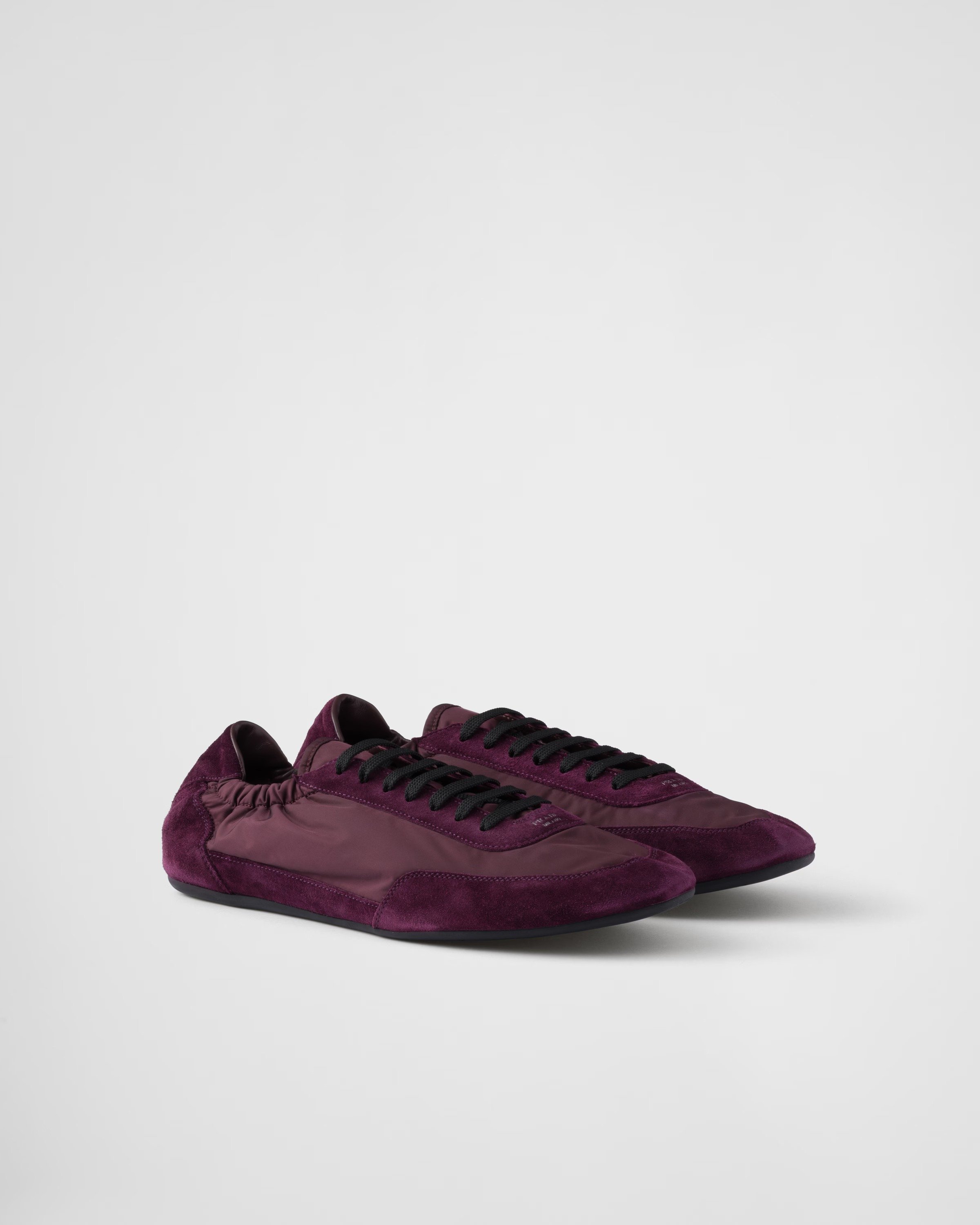 Prada Collapse Re-Nylon and Suede Elasticized Sneakers