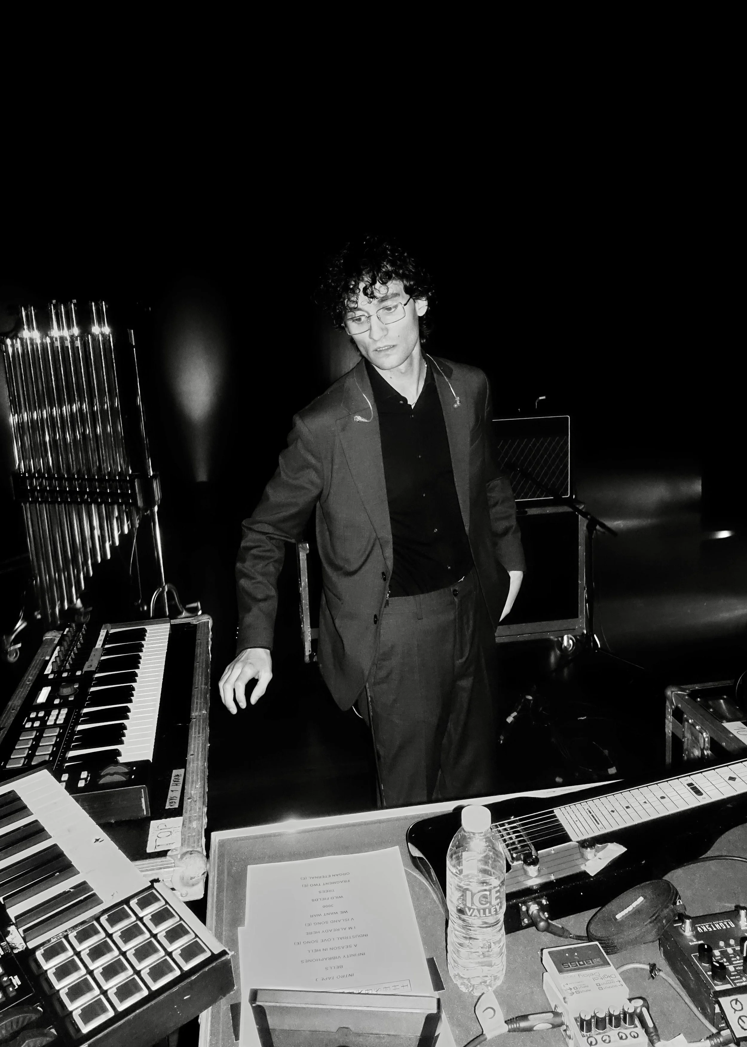 Otto Hashmi on stage with These New Puritans photo by George Barnett