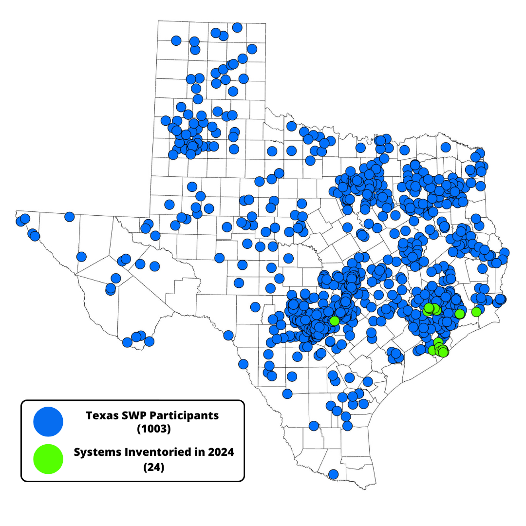 map of texas with points for all participating systems