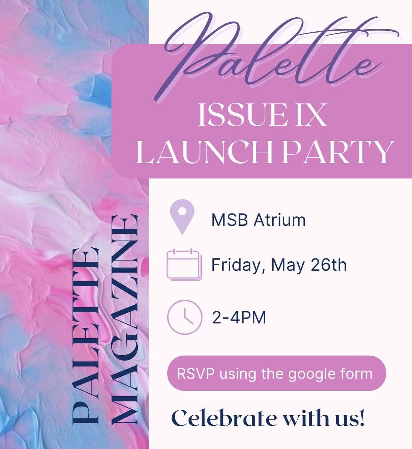TL;DR Palette Magazine Issue IX Launch Event/Party on Friday, May 26th from 2-4PM in MSB Atrium! RSVP link in bio🎉

Join us in celebrating the release of Issue IX, where we showcase the vibrant talents and inspiring stories of the UofT Medicine comm
