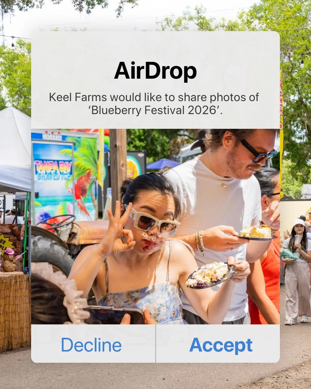 KEEL FARMS requested AirDrop of &ldquo;Blueberry Festival 2026&rdquo; 📲
Accept or Deny?

and just like that, your camera roll is filled with the good stuff!
from the debut of our collaboration with @conservationflorida @rebekahlynneart
to our bluebe