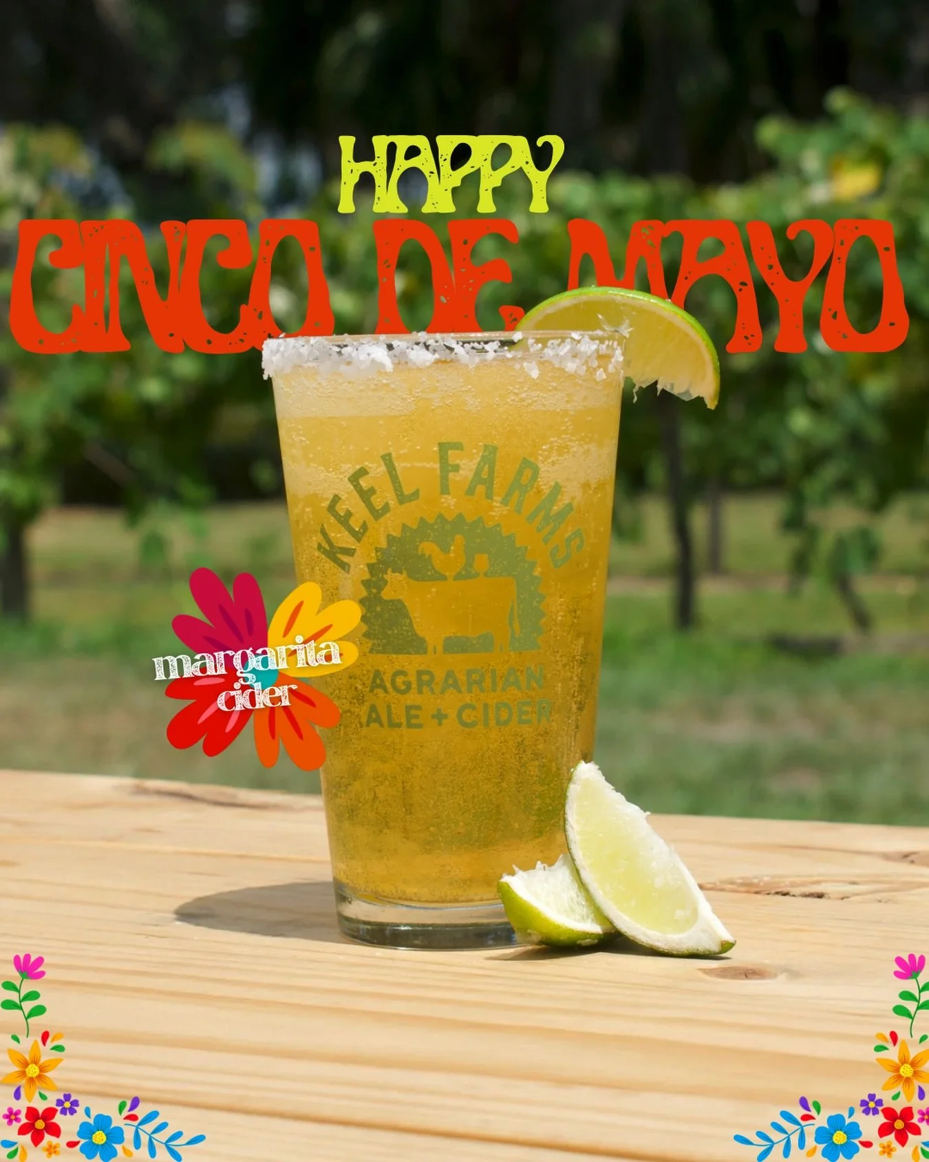 Celebrate Cindo de Mayo with us at Keel Farms 🎉🌮

We&rsquo;re bringing the flavor with a margarita cider, tasty and spicy bites, with even some Latin music Bingo starting at 6:30pm! 

Come hangout and celebrate the holiday with us!!🌯🪇🍾