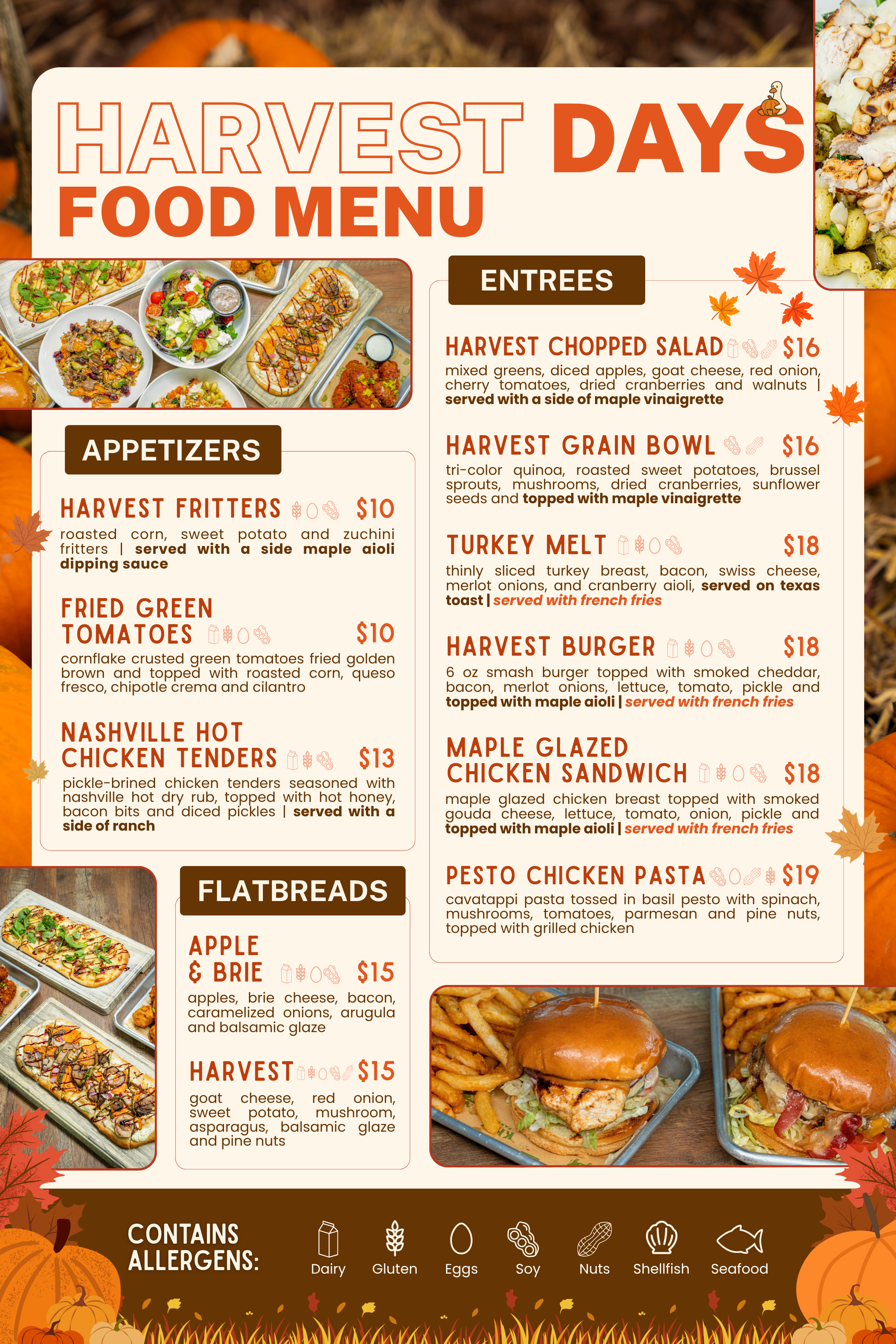 Harvest Days Food Menu