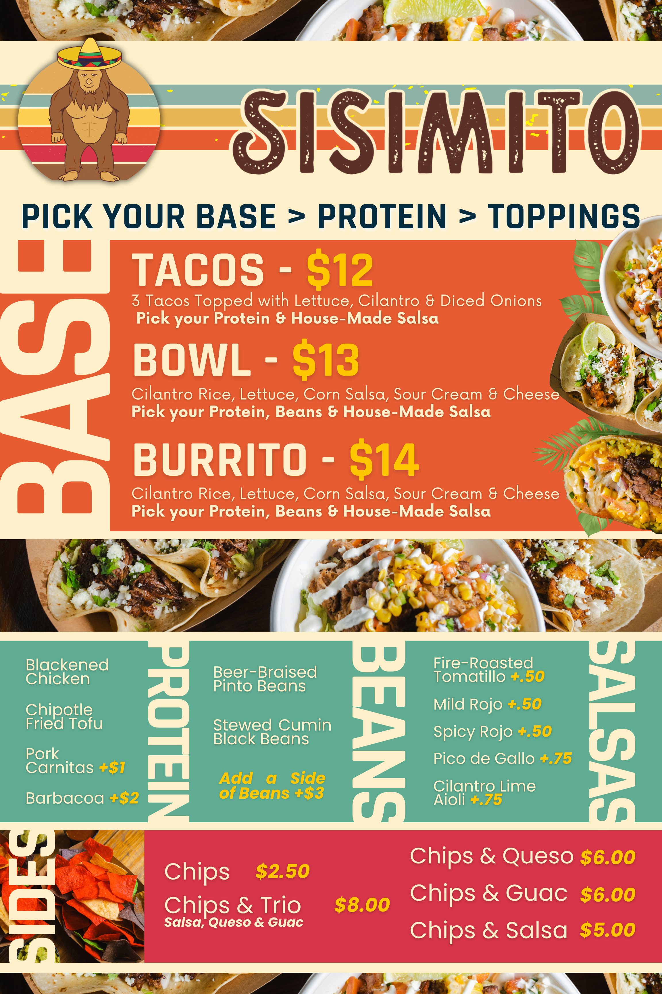 Sisimito Food Truck Menu