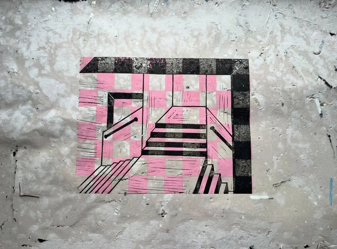 "A house I never called home", ink on handmade recycled paper, 22x16in, 2024