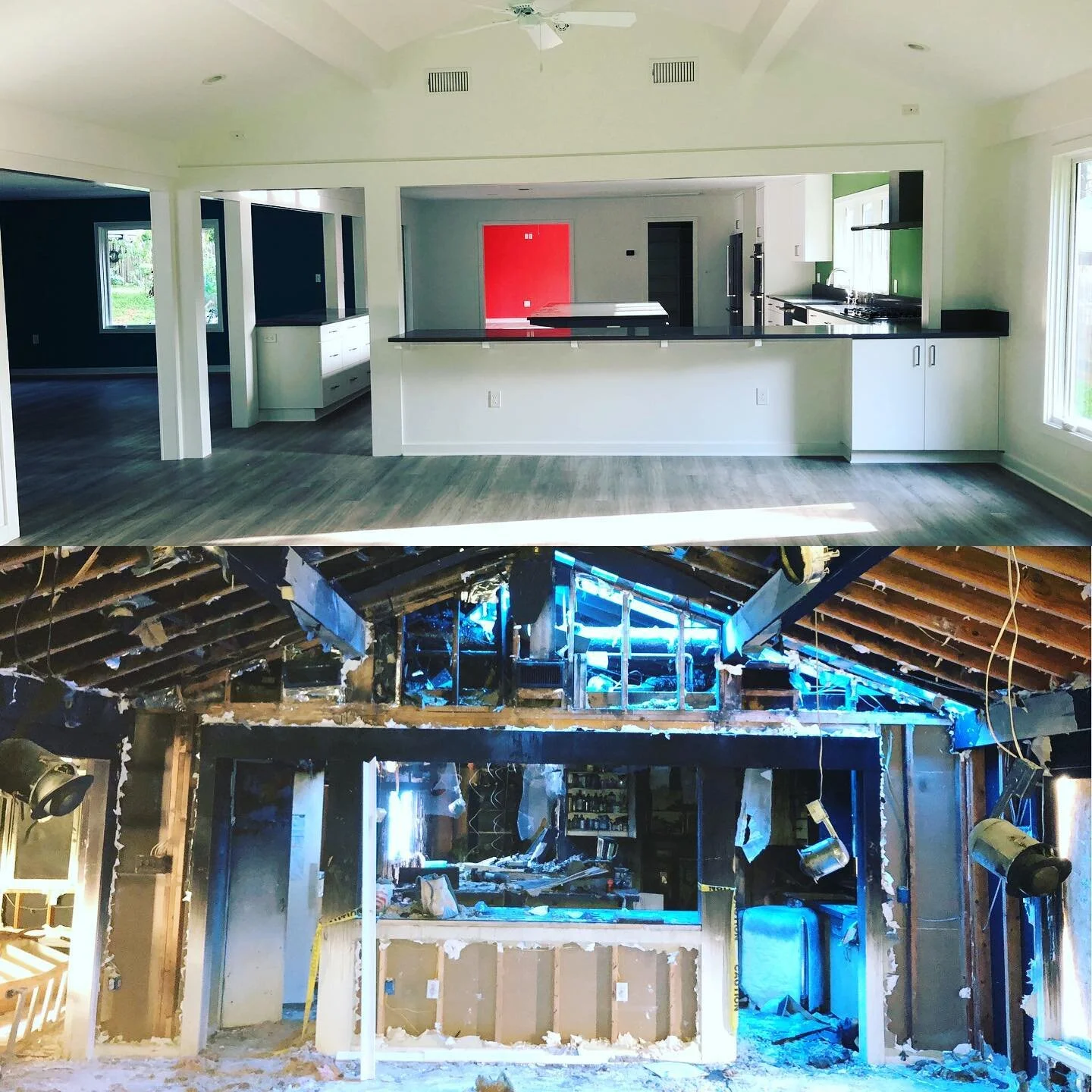 Photos from last July and yesterday.  It was a long slow process but the furniture arrives on Monday.