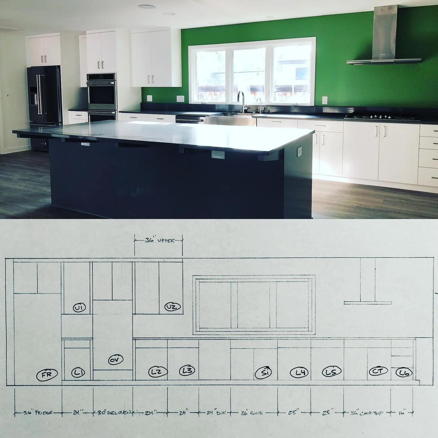 Shop drawing and finished product both by hand.