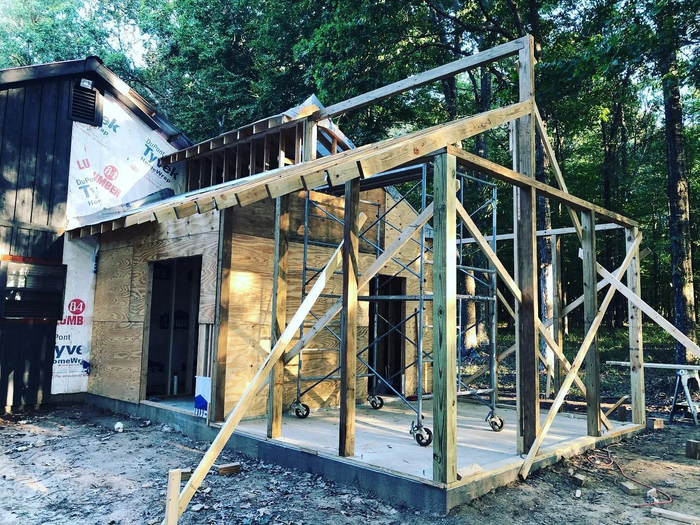 Couple of progress shots for the bedroom expansion and porch addition to enhance barn living.