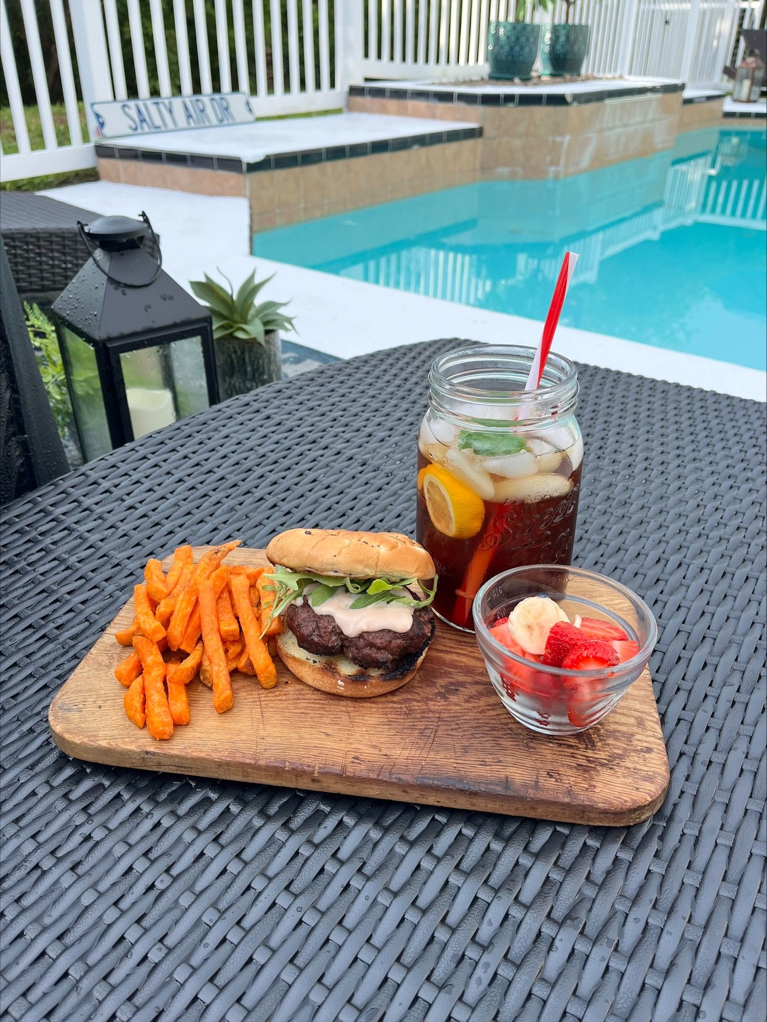Burger, sweet potato fries drink.jpeg