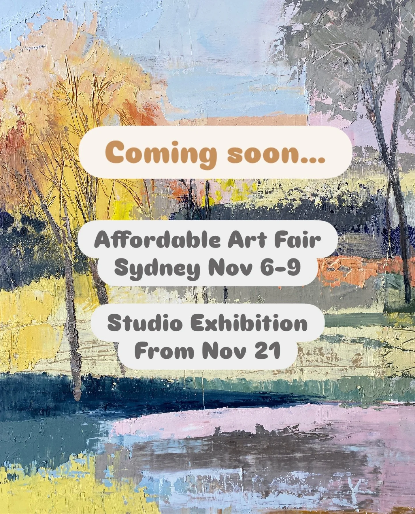 I know I&rsquo;ve been a bit quiet on here lately, but things have been brewing&hellip;

* For Sydney people&hellip; I have 10 smallish (under 60cm) paintings heading to Carriageworks for the Affordable Art Fair in early November with @cornerstoregal