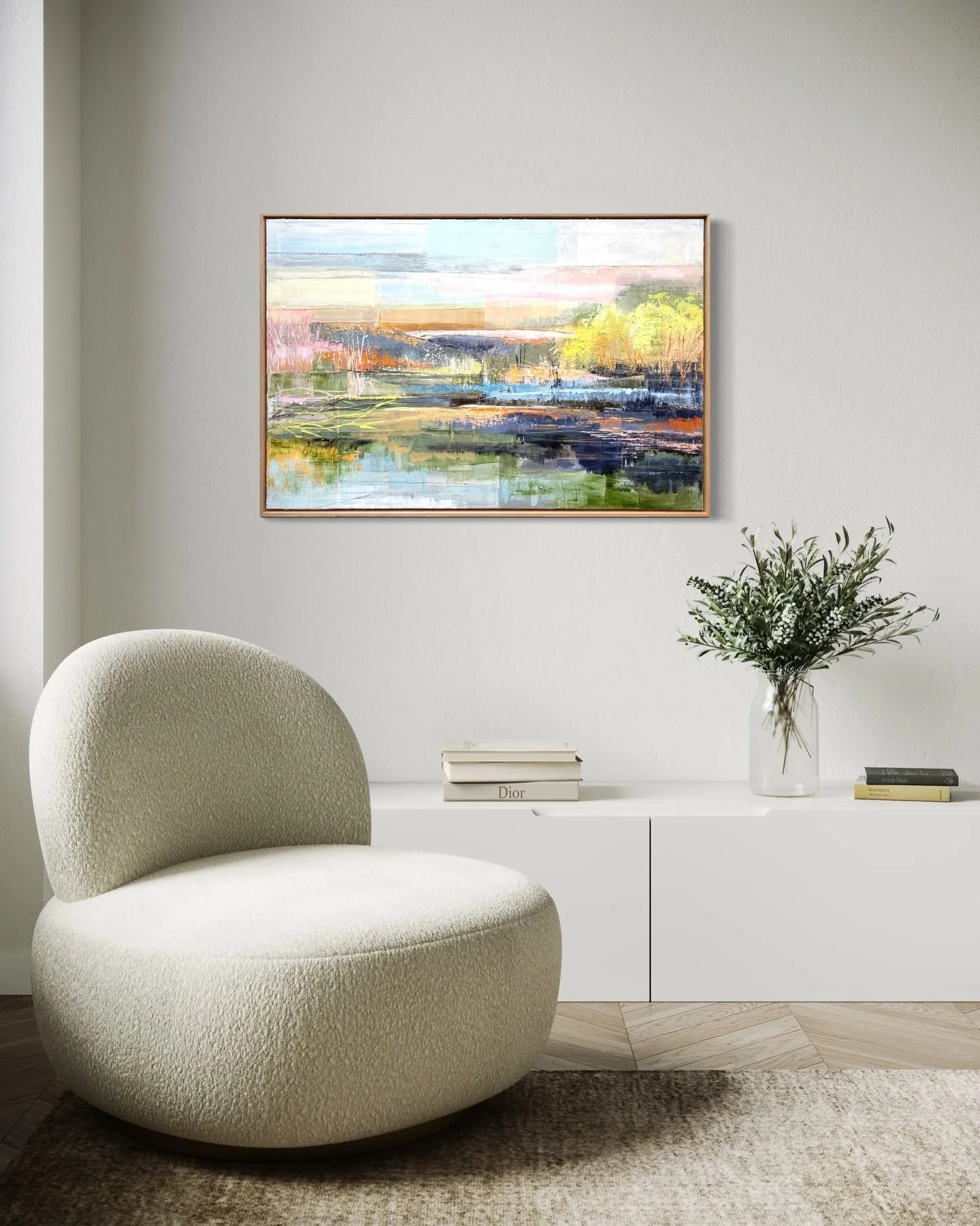 &lsquo;Winter Light at the River&rsquo;s Edge&rsquo; has left the building! A beautiful couple from Sydney who I met at The Other Art Fair back in May, just happened to be in Mudgee on opening night&hellip; how fortuitous! 
&hellip;and even more luck