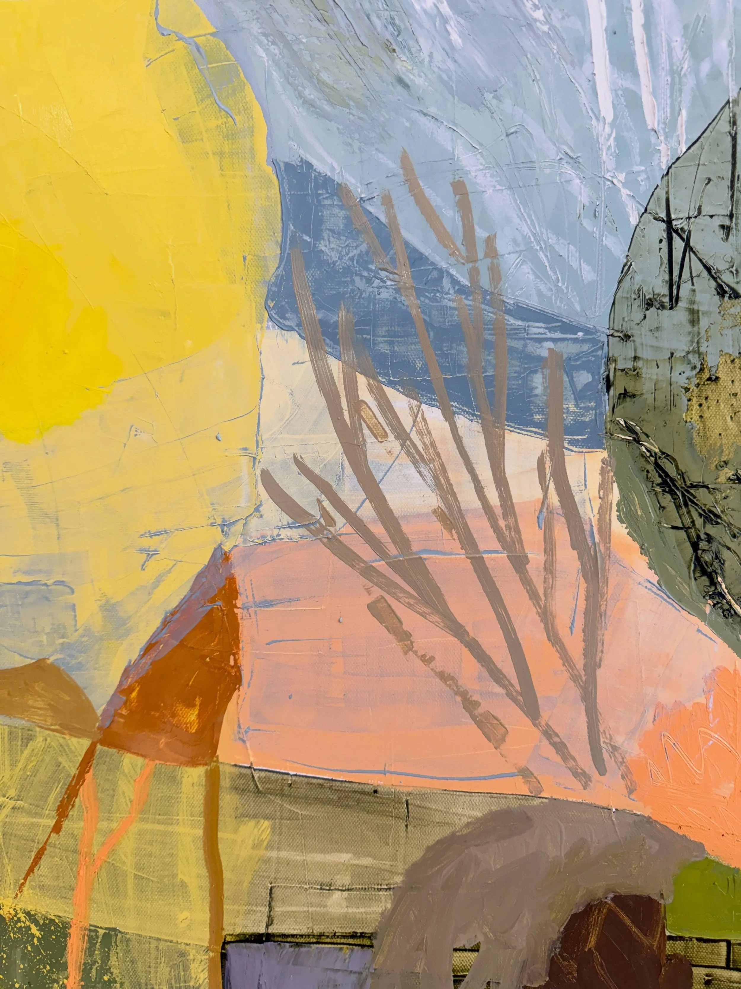 Some details of a diptych I&rsquo;m working on. Things are a bit pared back - shapes more distinct, lines more deliberate, colours thoughtfully mixed and applied. 

I&rsquo;ve been listening to interviews with some established artists and it&rsquo;s 