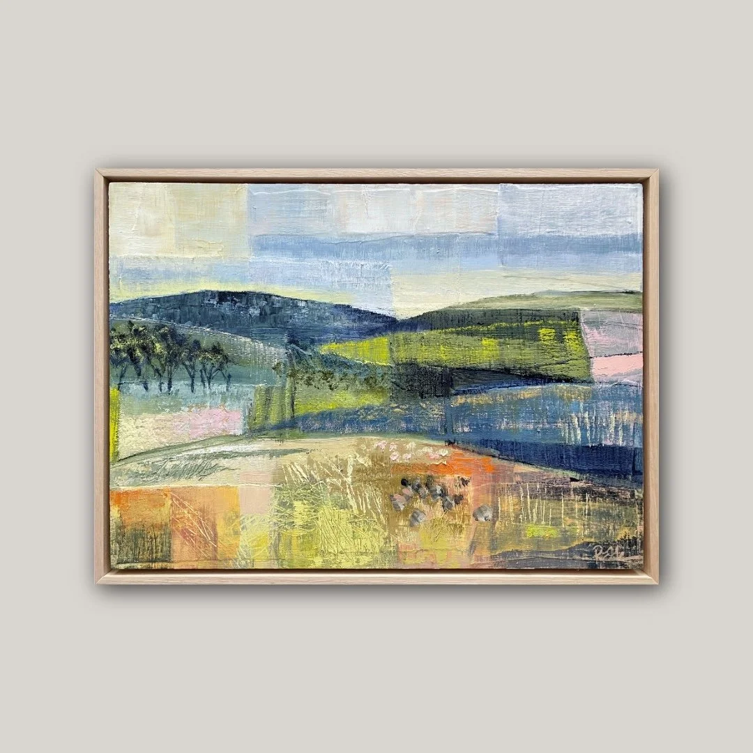 Patchwork Hillside - Blue, , 37 x 50cm