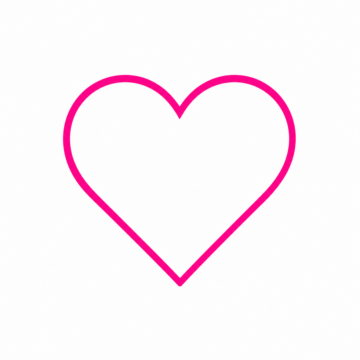 A pink heart outline on a white background.