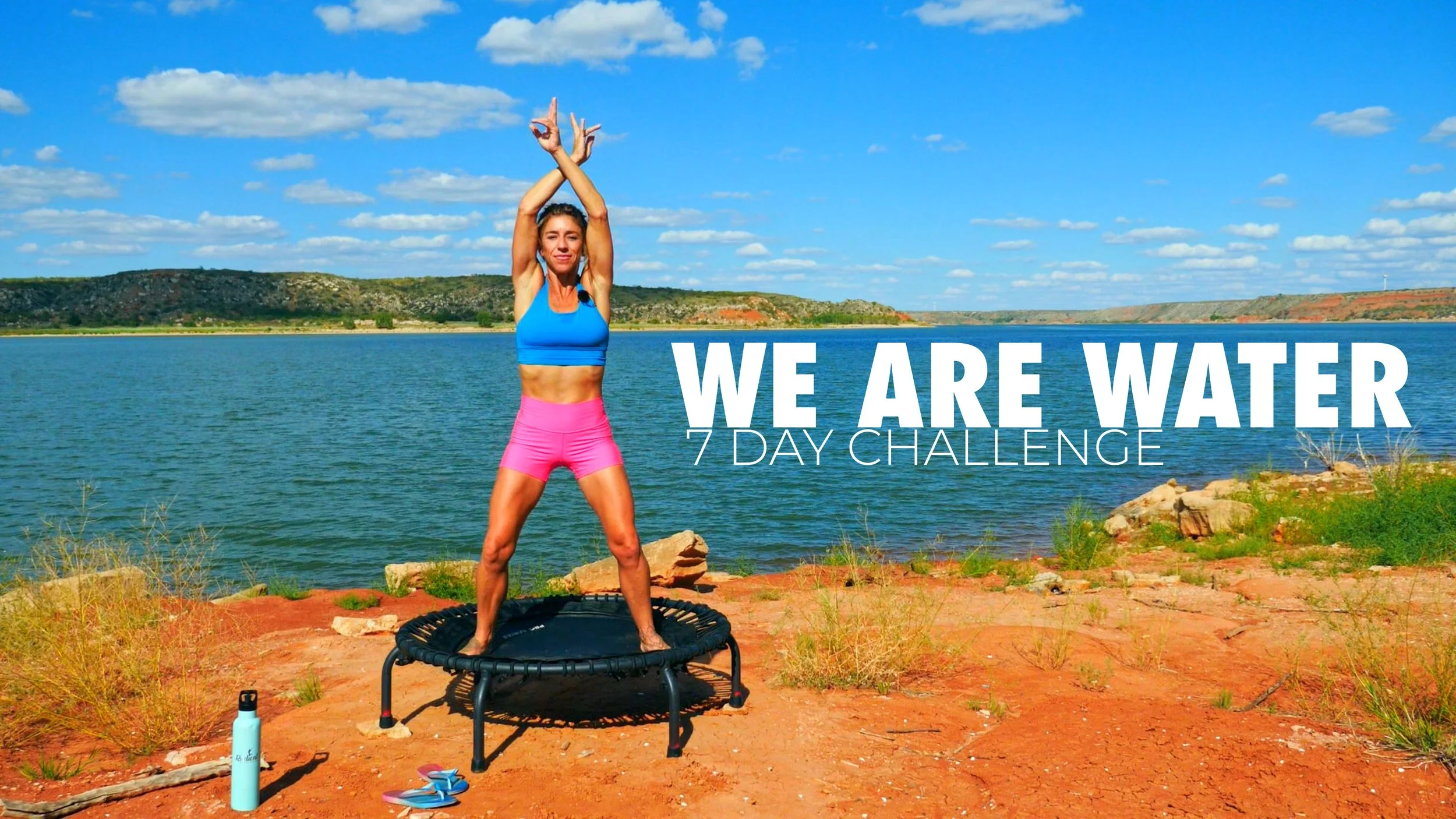 Mini trampoline fitness in beautiful water locations