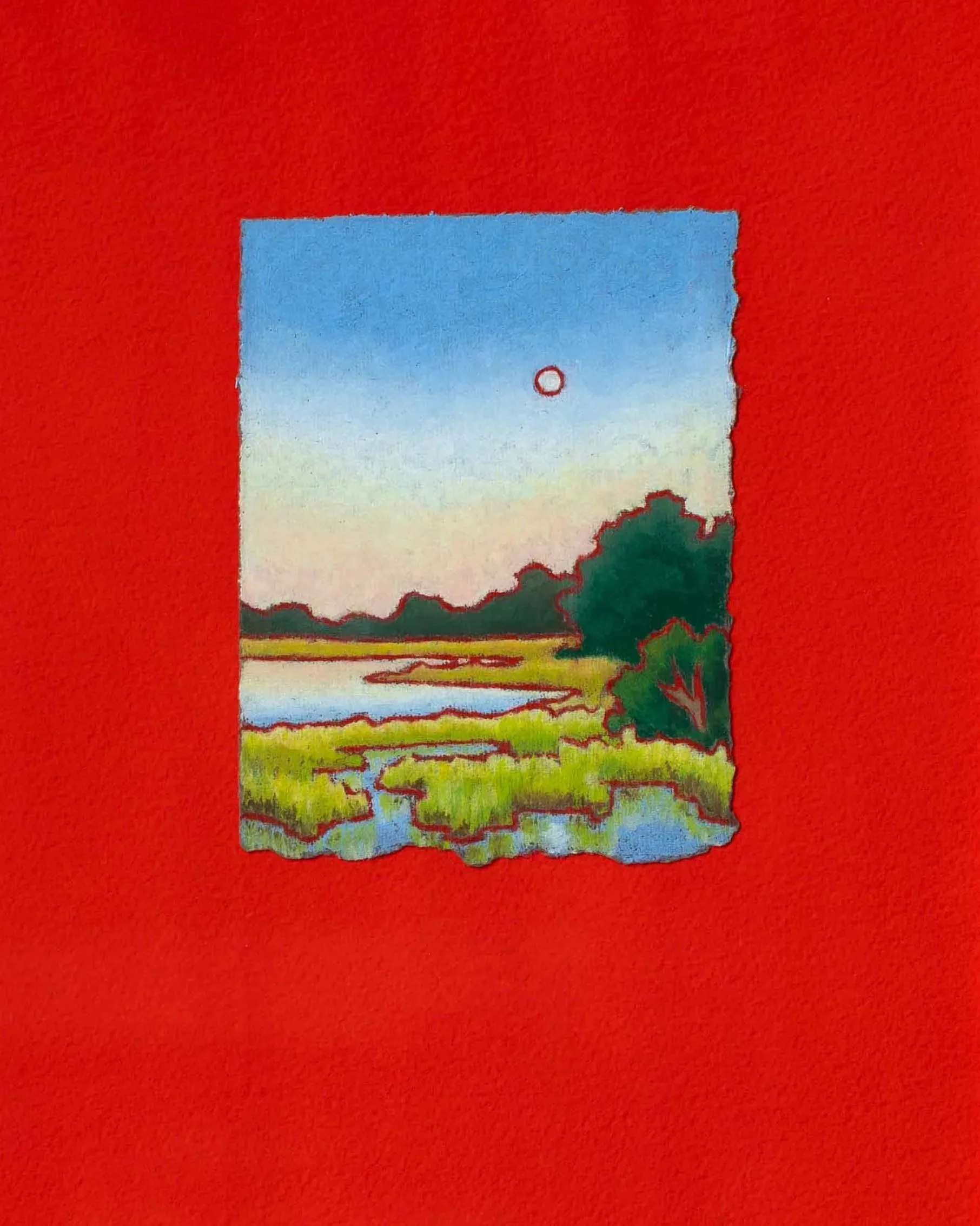 Harvest Moon II, oil pastel and gouache on paper, 4x6, 2025