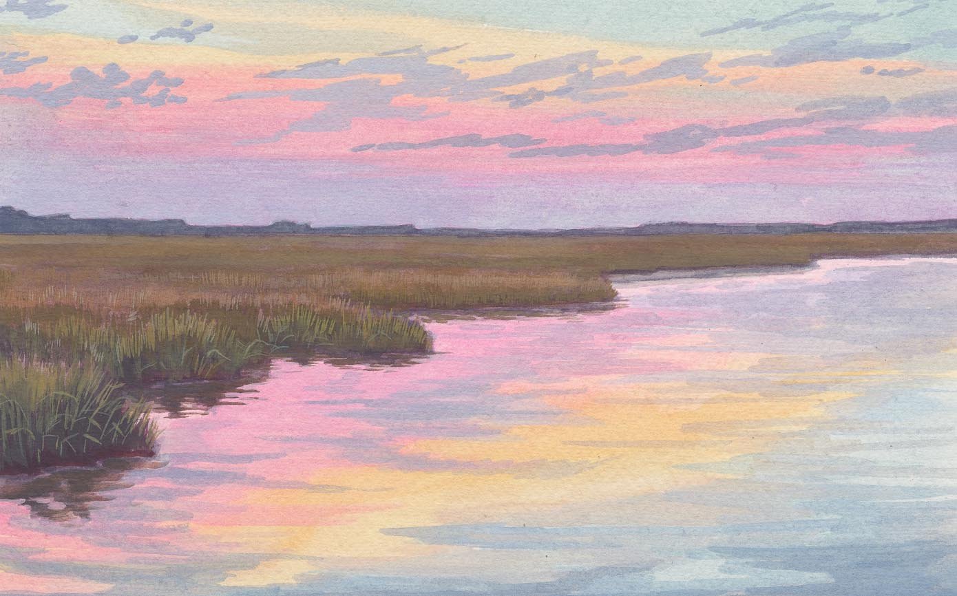 Tide's Coming In, gouache on paper, 2026