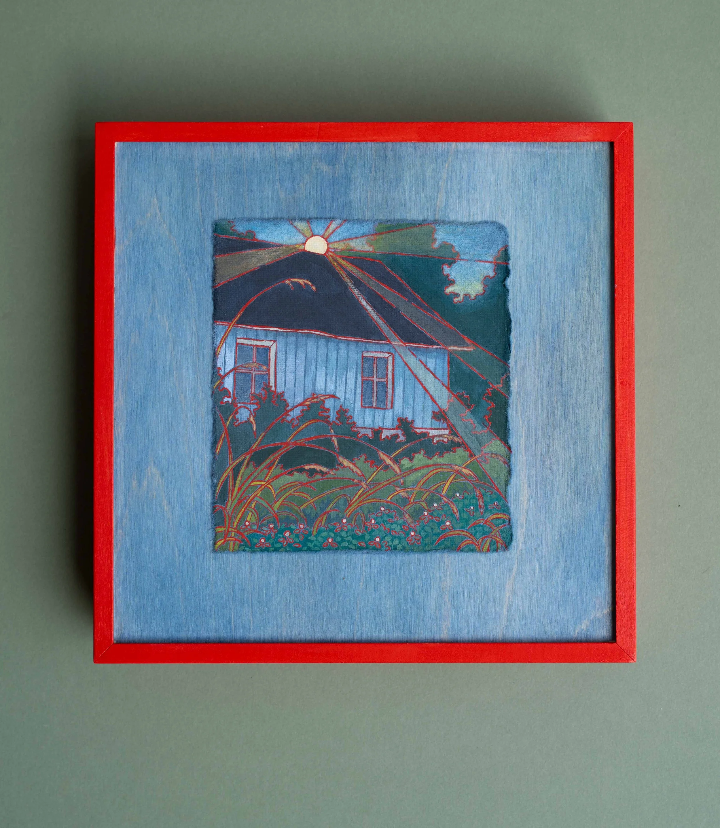 Vacant Lot Line St, gouache and pastel on paper mounted to painted wood panel, 2026