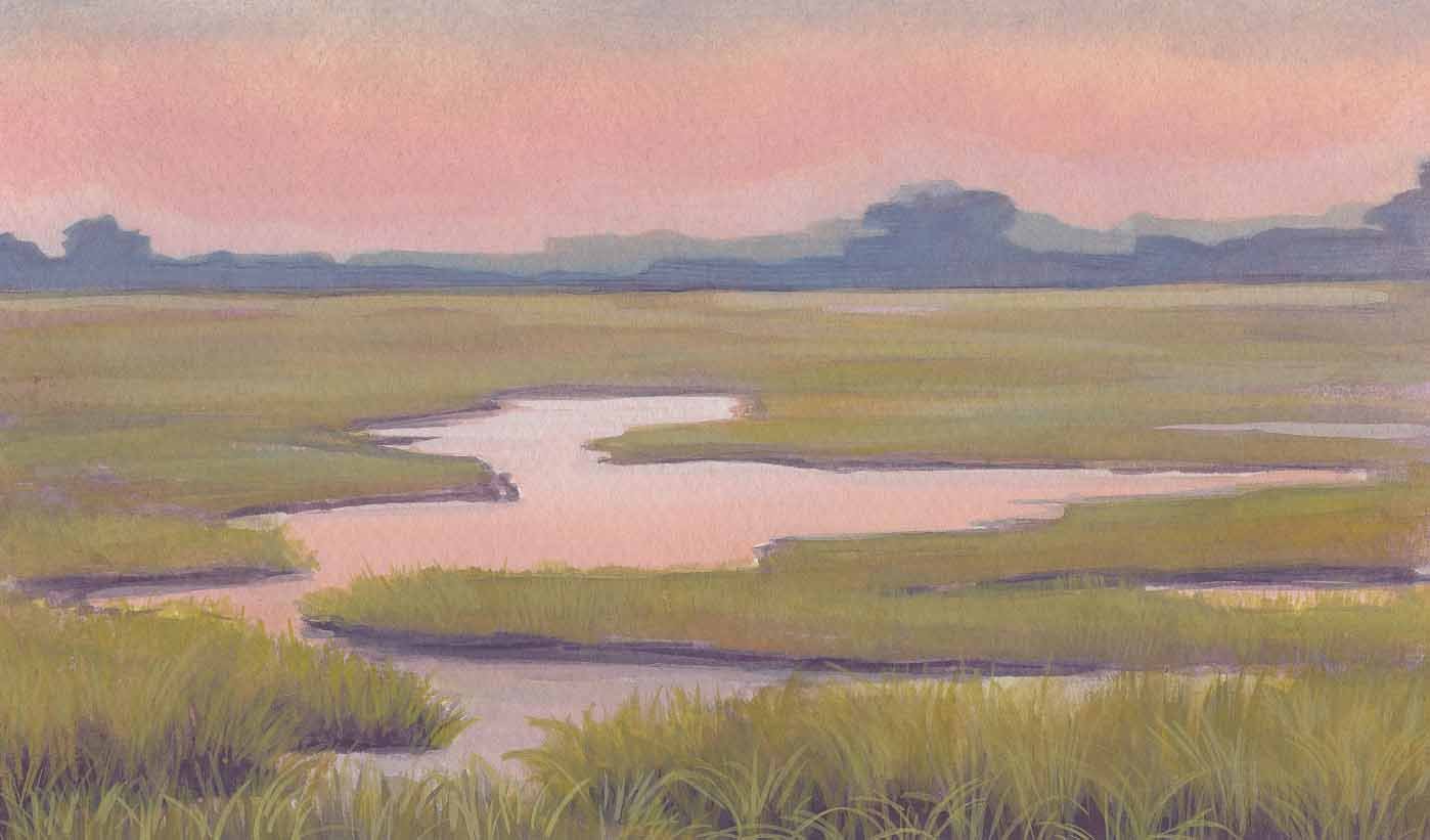 Pink Haze, gouache on paper, 2026