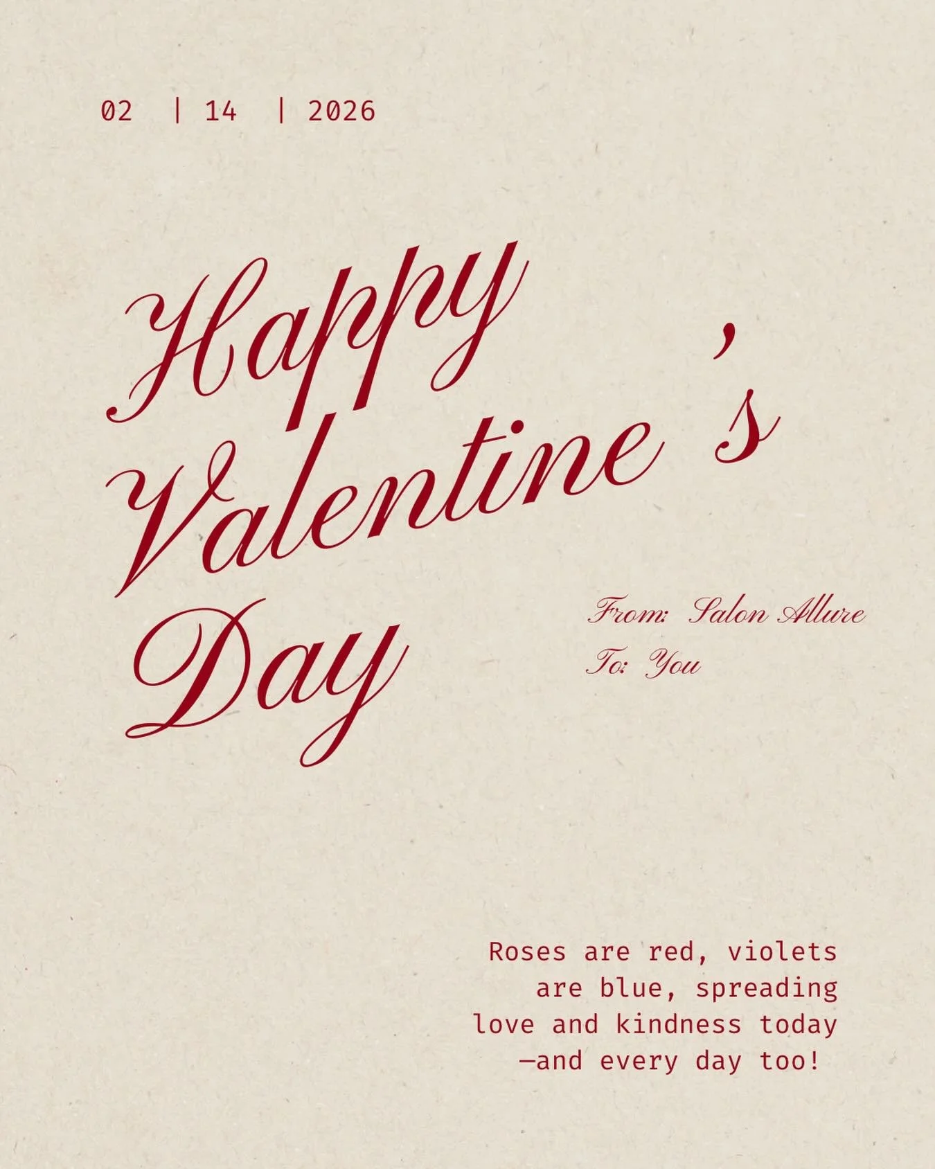 Happy Valentine&rsquo;s Day From Salon Allure! 💕✨😘