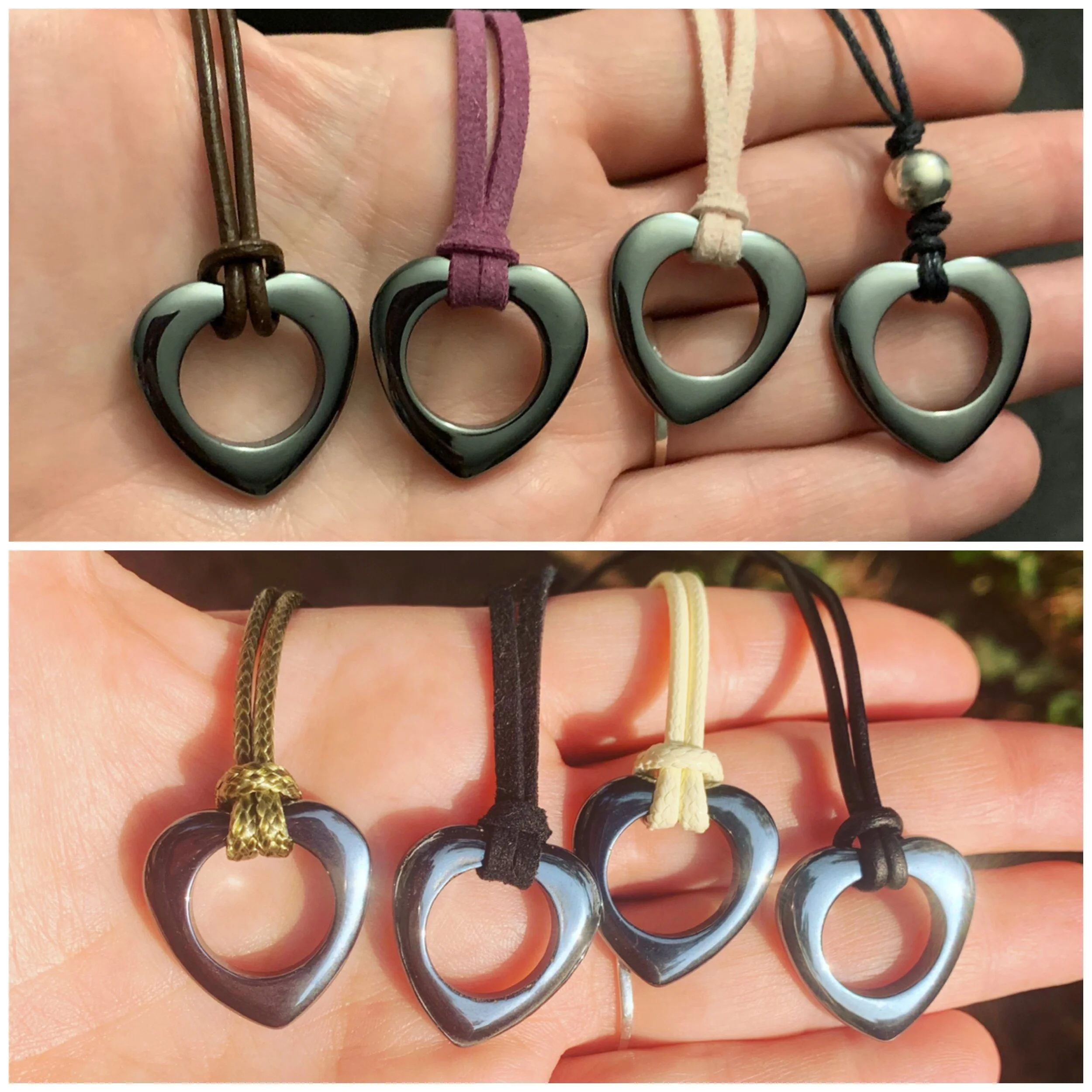 61. Hematite heart pendant w/your choice of cord | $15.00