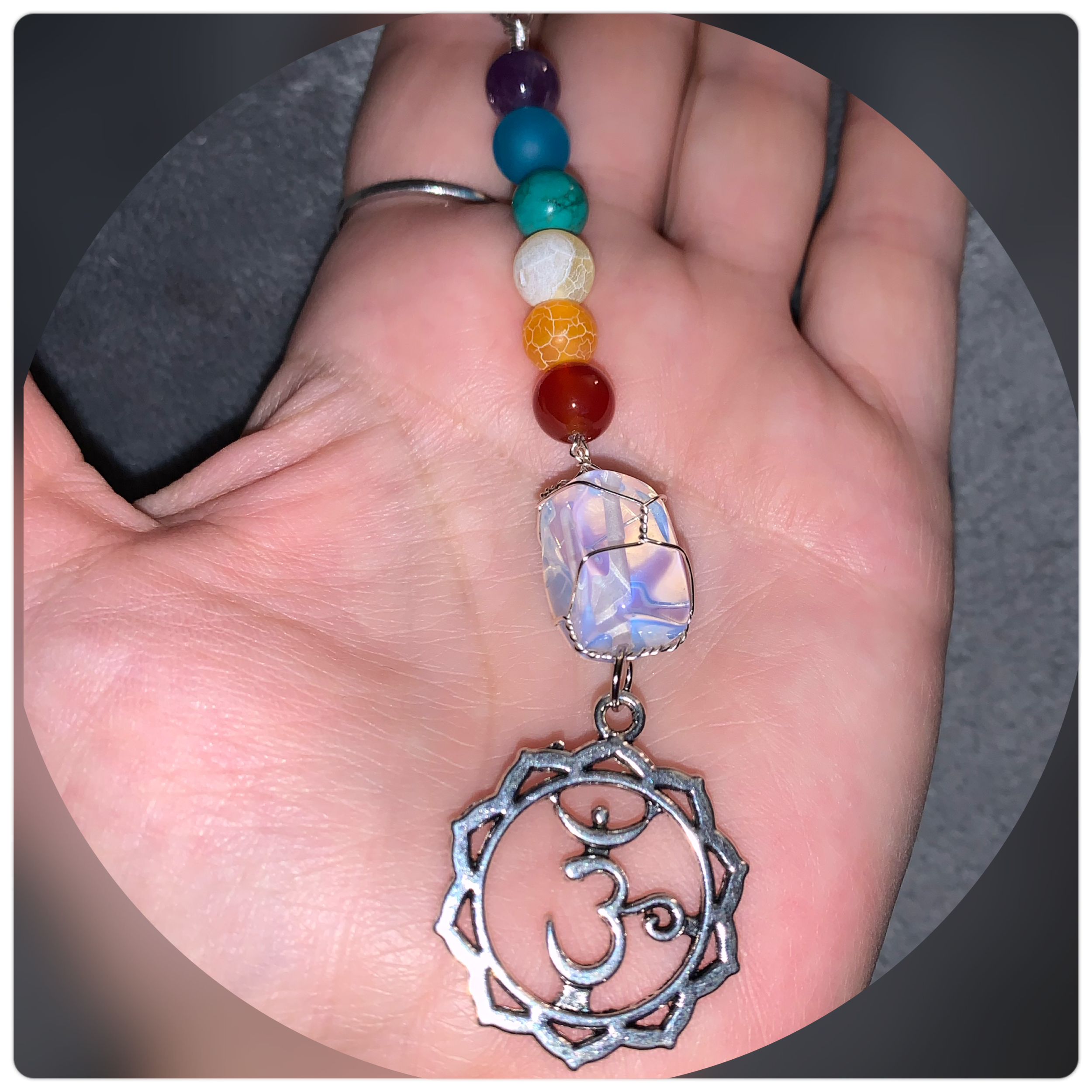 6. Gemstone beads and opalite bead