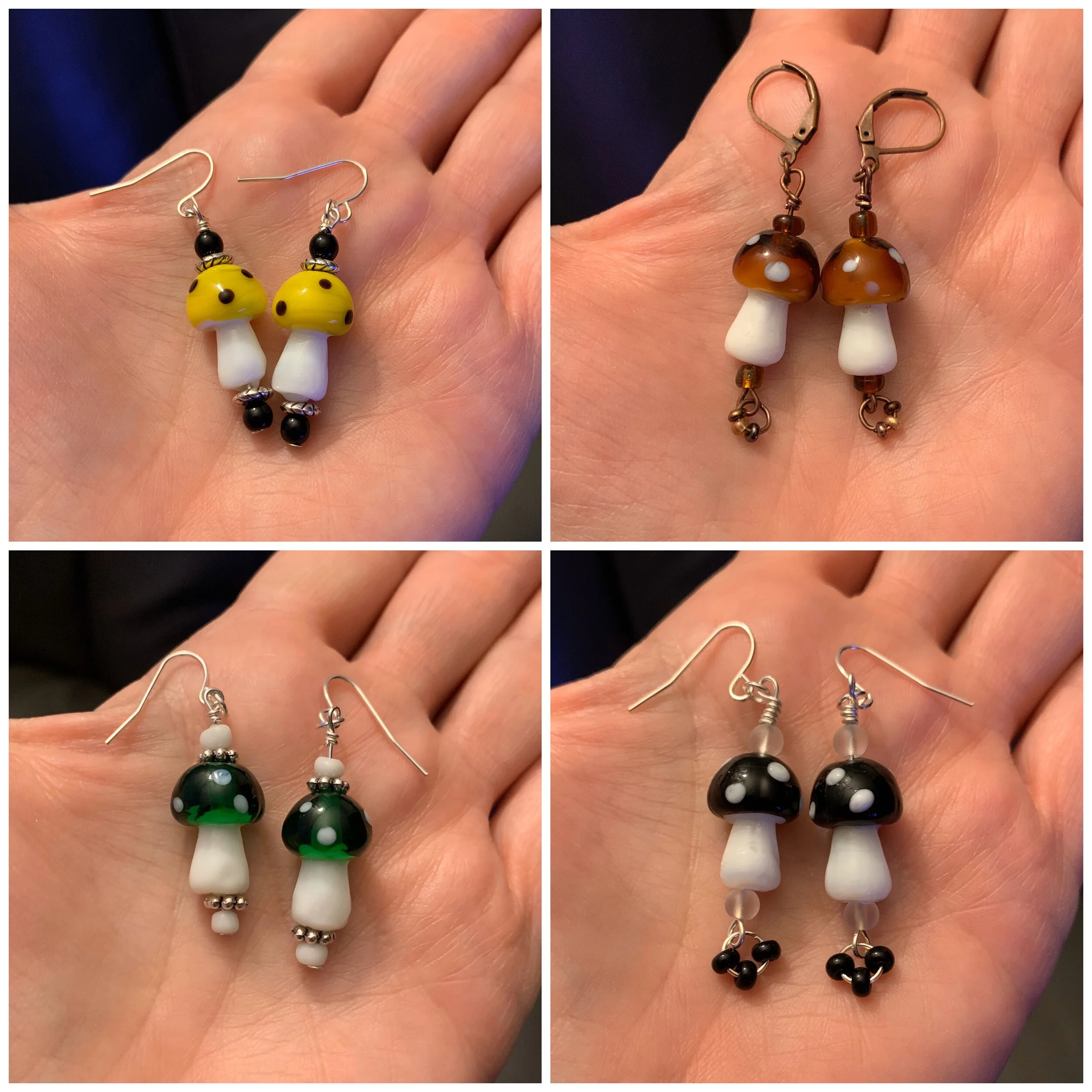 40. Glass mushroom beads (various colors) | $15.00 each