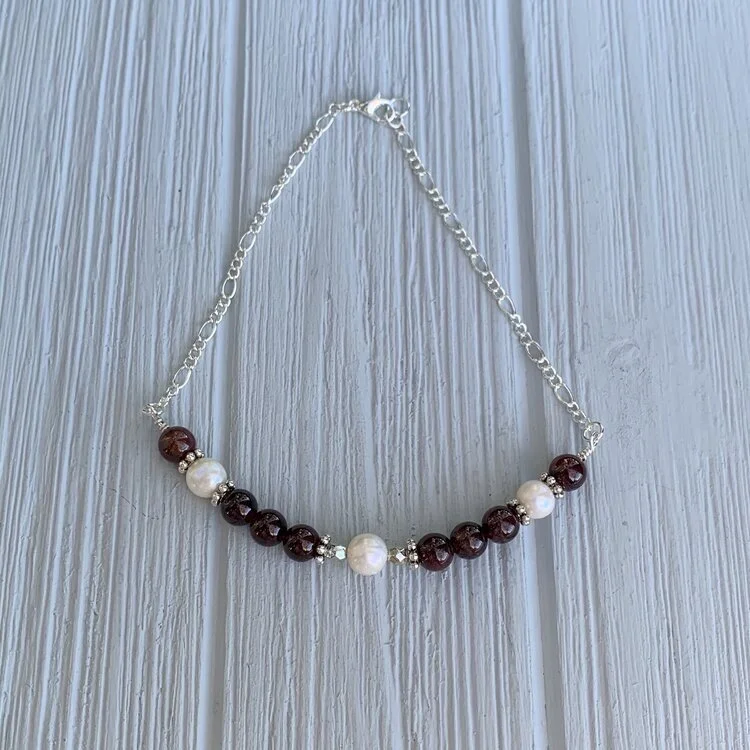 17. Garnet and freshwater pearls