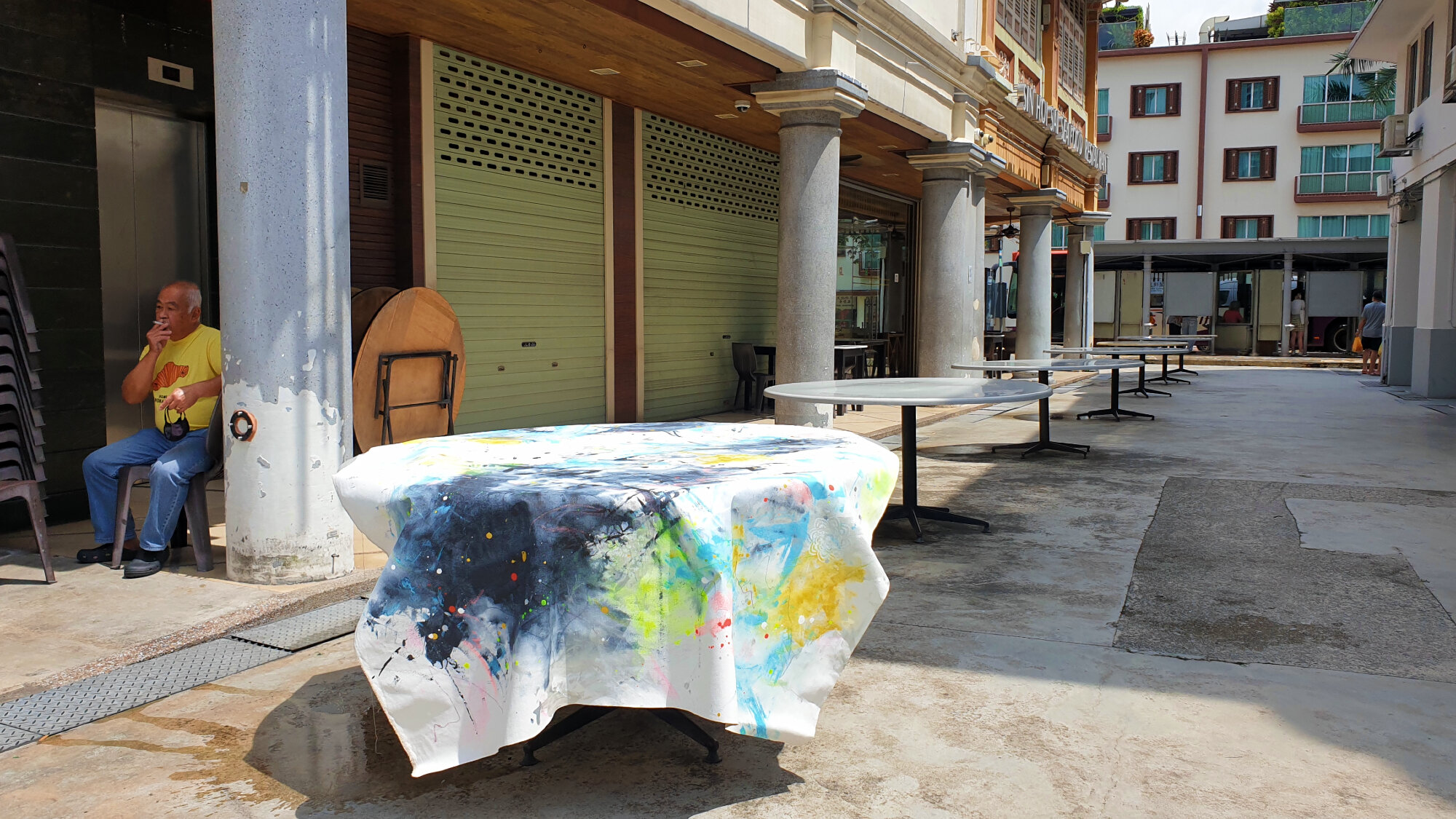 Tze Char Table | Art Installation | Tiong Bahru (Near Eng Hoon St), Singapore | Acrylic Paints and Dry Media on Canvas | 150 cm x 230 cm