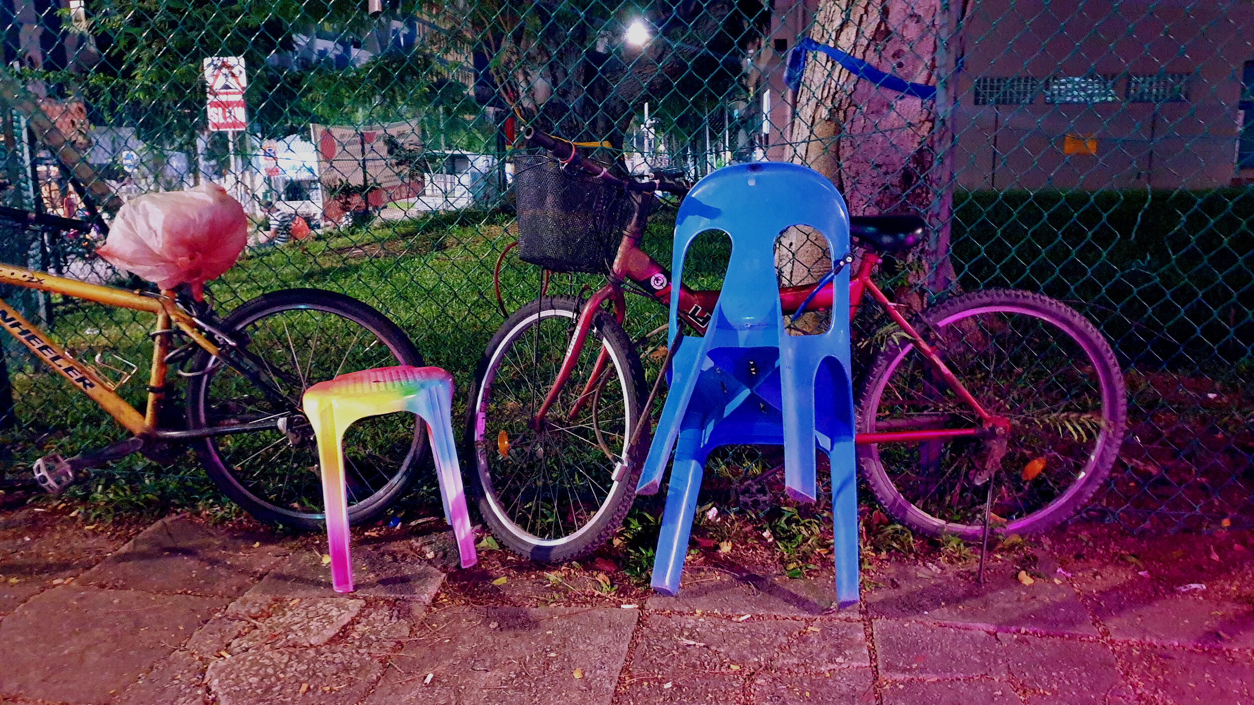 Kopitiam Stool II | Art Object | Geylang, Singapore | Spray paints & Dry Media on Kopitiam Stool | 13.5 cm x 13.5 cm x 44 cm