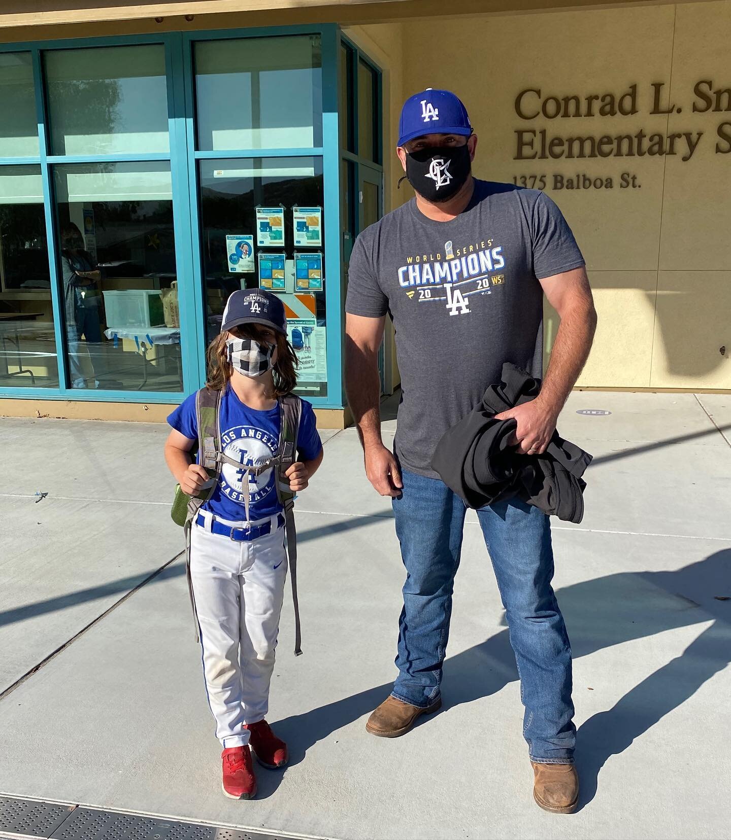 Every month, Mr. Black holds a drawing and the winner gets to choose from a lunch with the Principal or they get to pick out an outfit for Mr. Black to wear.

This month, Nico chose for Mr. Black to be in Dodger gear.  Now this is big because if you 