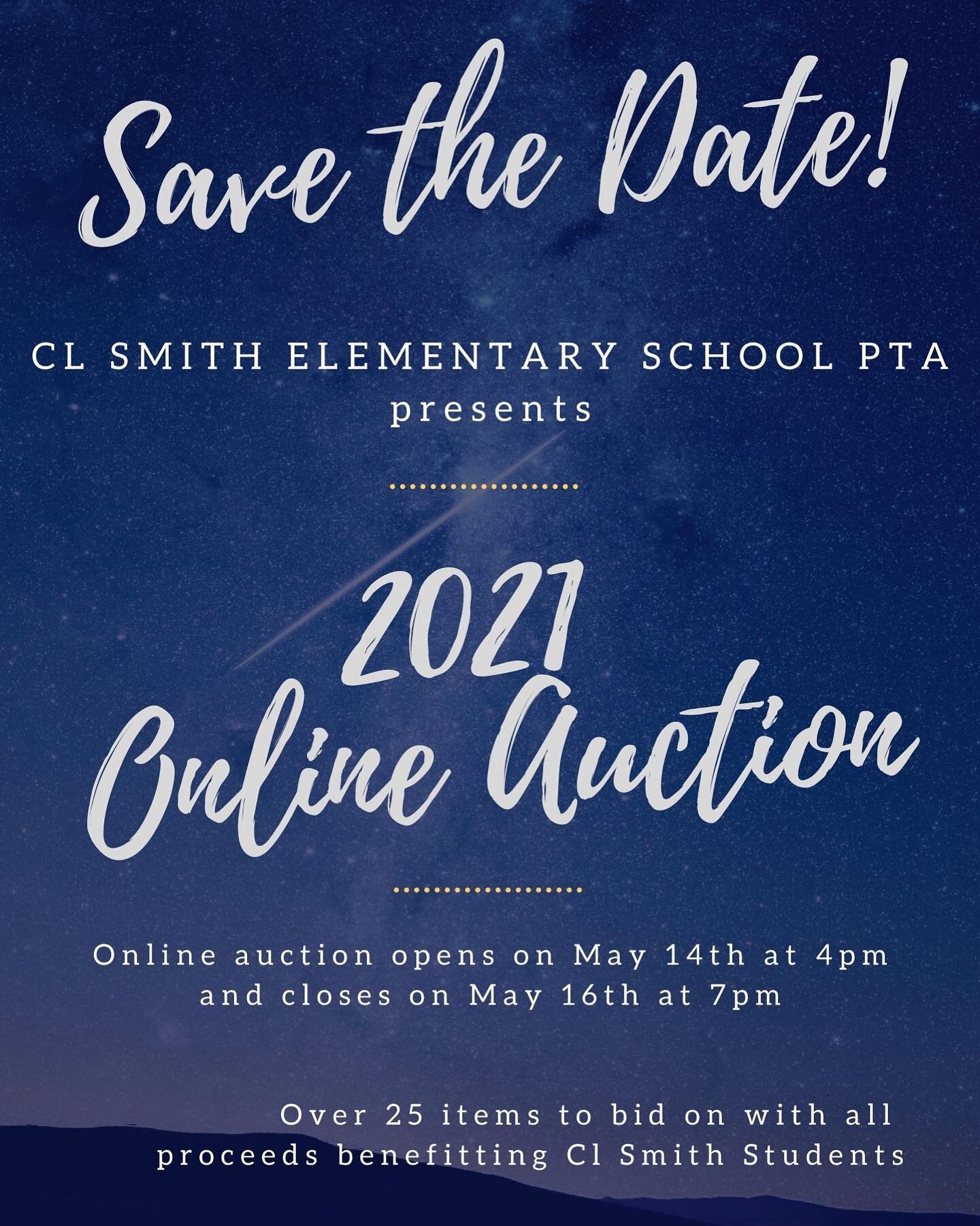 Since we couldn't have Parent's Night Out Last Year and we had already collected some amazing items for the Auction, we thought why don't have an Online Auction this year and raise money for the 2021-2022 school year. 

Save the Date for our Online A
